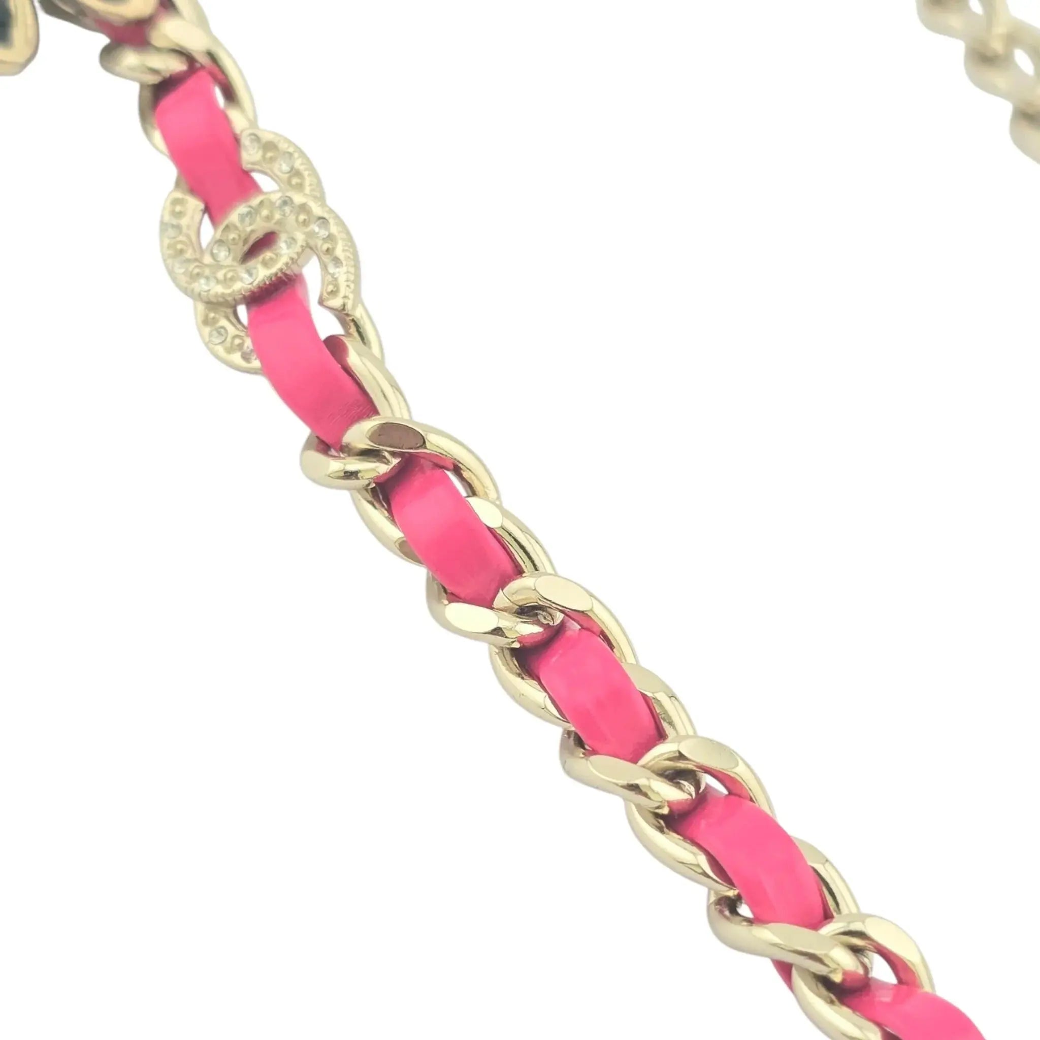 Chanel CC Floral Pink Leather Choker Necklace 2022 CHANEL