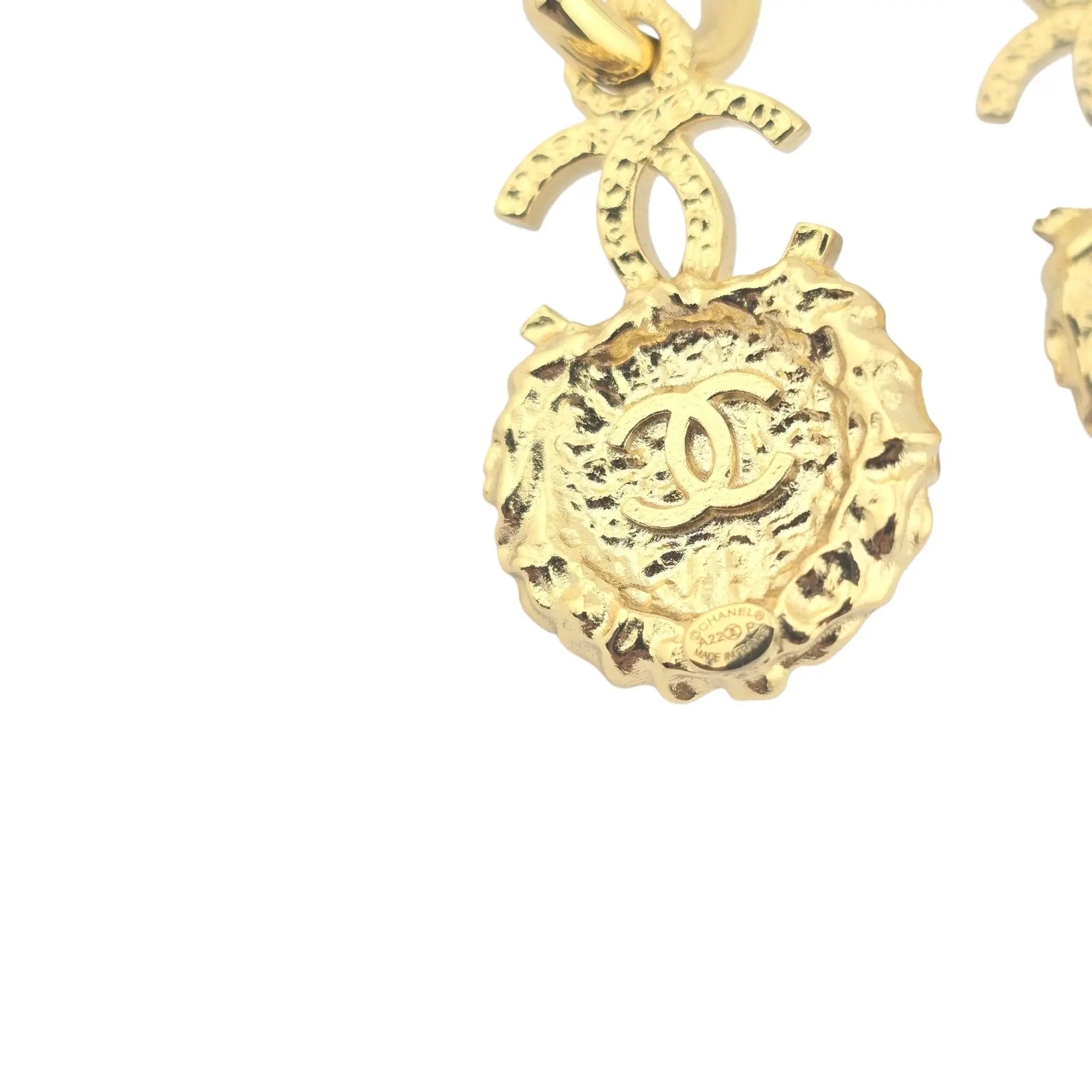 Chanel CC Faux Pearl & Strass Drop Hoop Earrings 2022 CHANEL