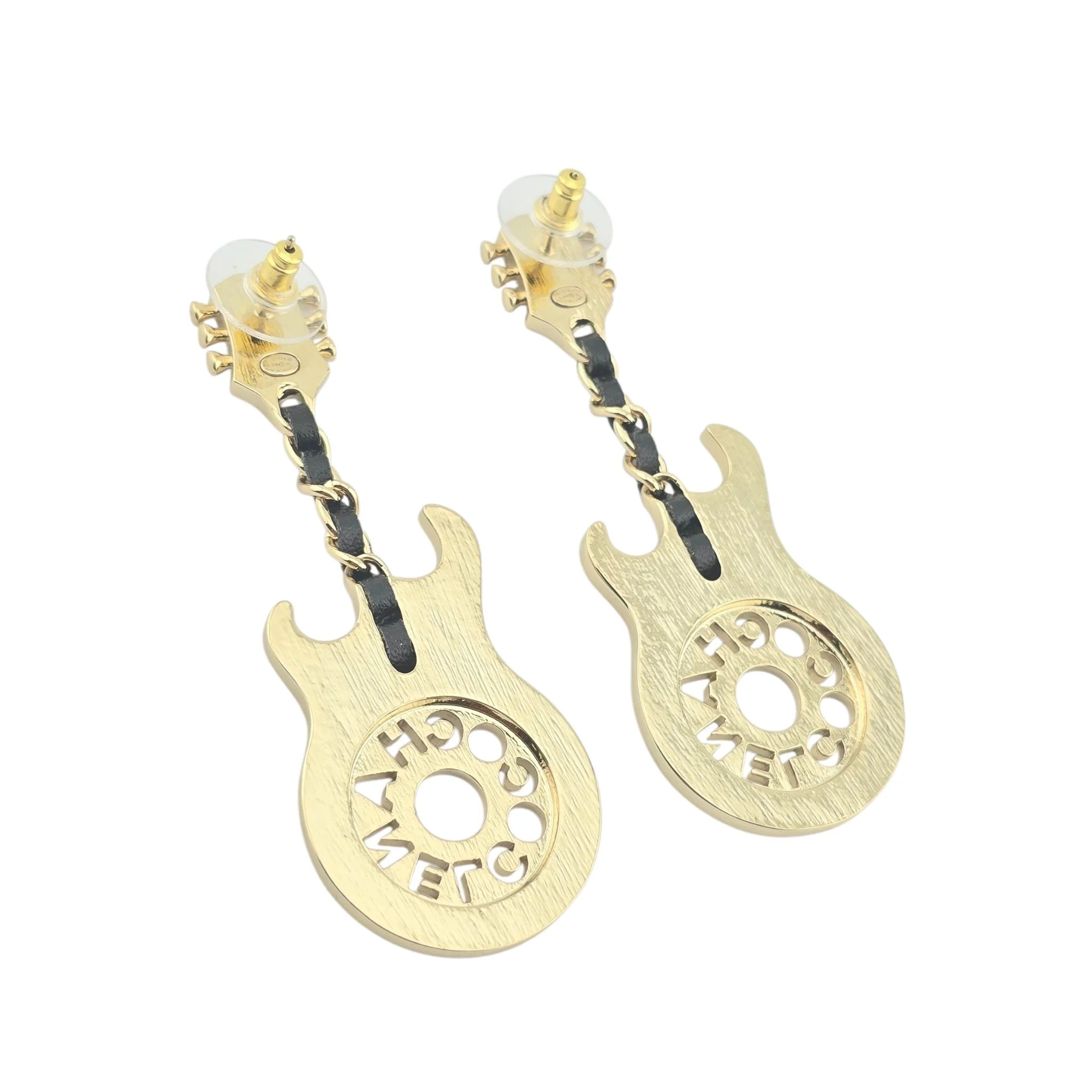 Chanel CC Yellow Guitar Earrings 2024 CHANEL