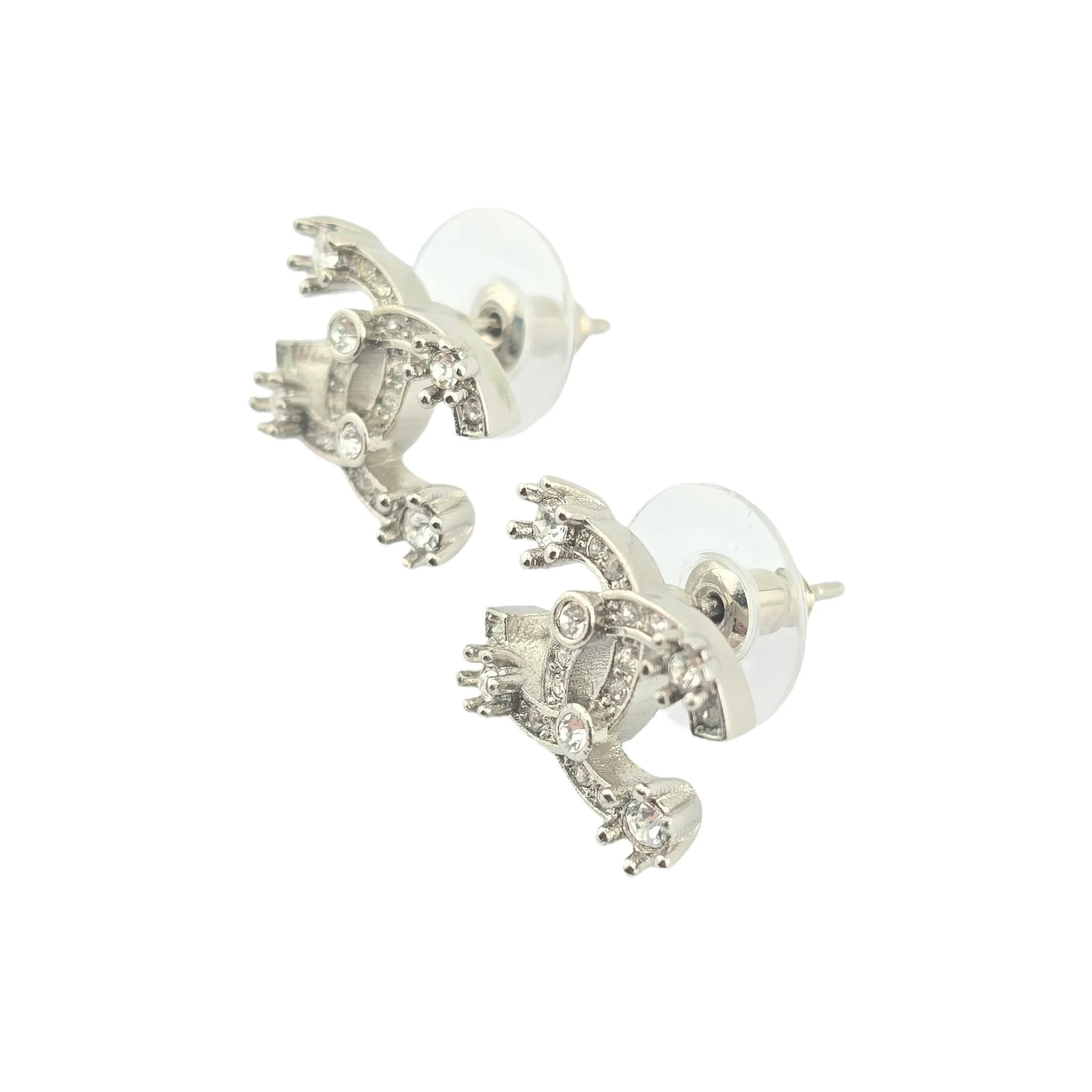 Chanel CC Silver Crystal Snowflake Earrings 2023 CHANEL