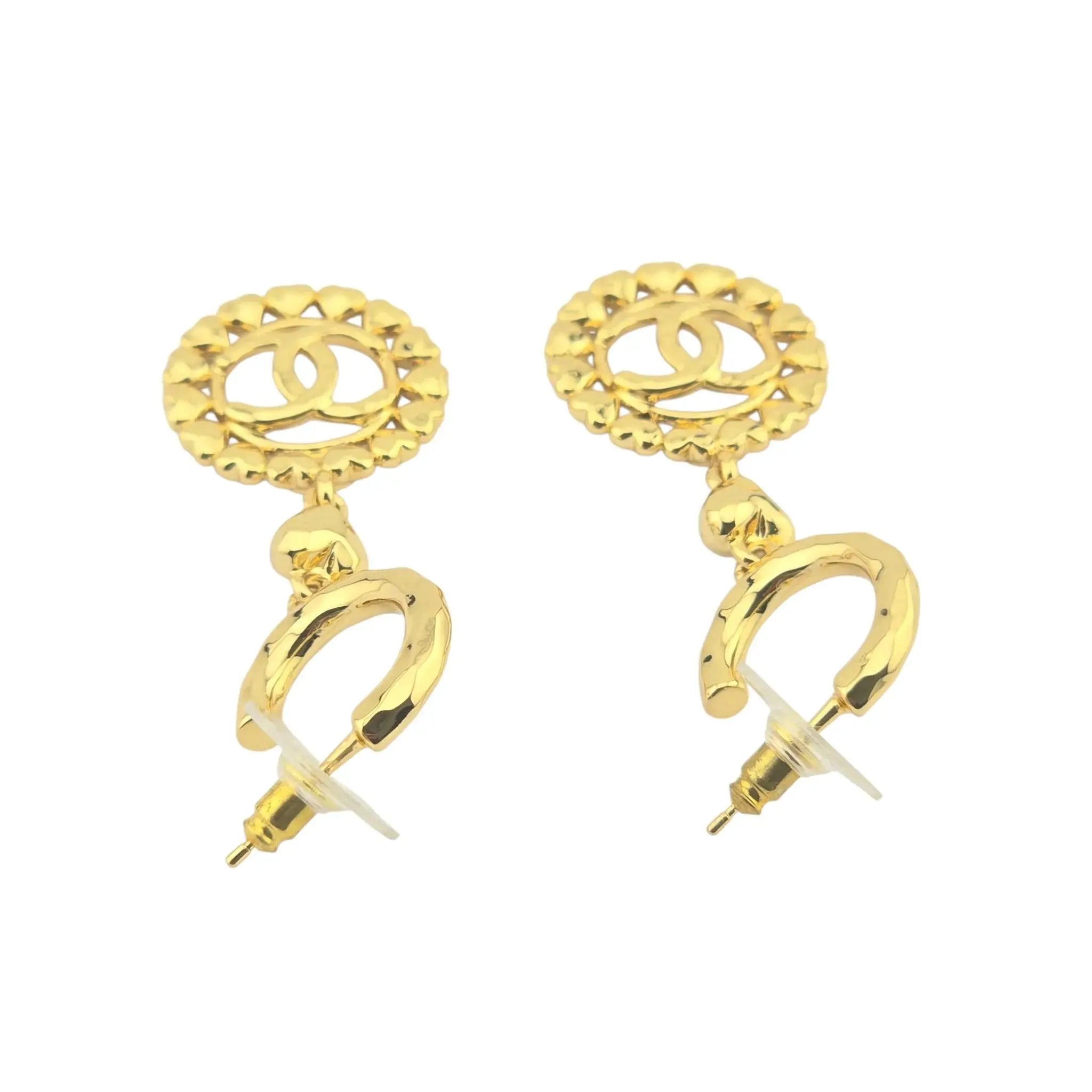 Chanel CC Gold Hearts Drop Earrings 2023 CHANEL