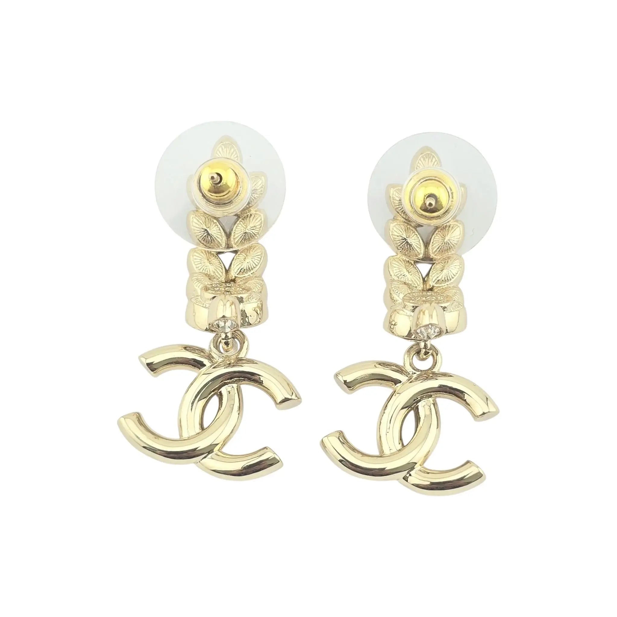 Chanel CC Crystal Leaf Earrings 2023 CHANEL