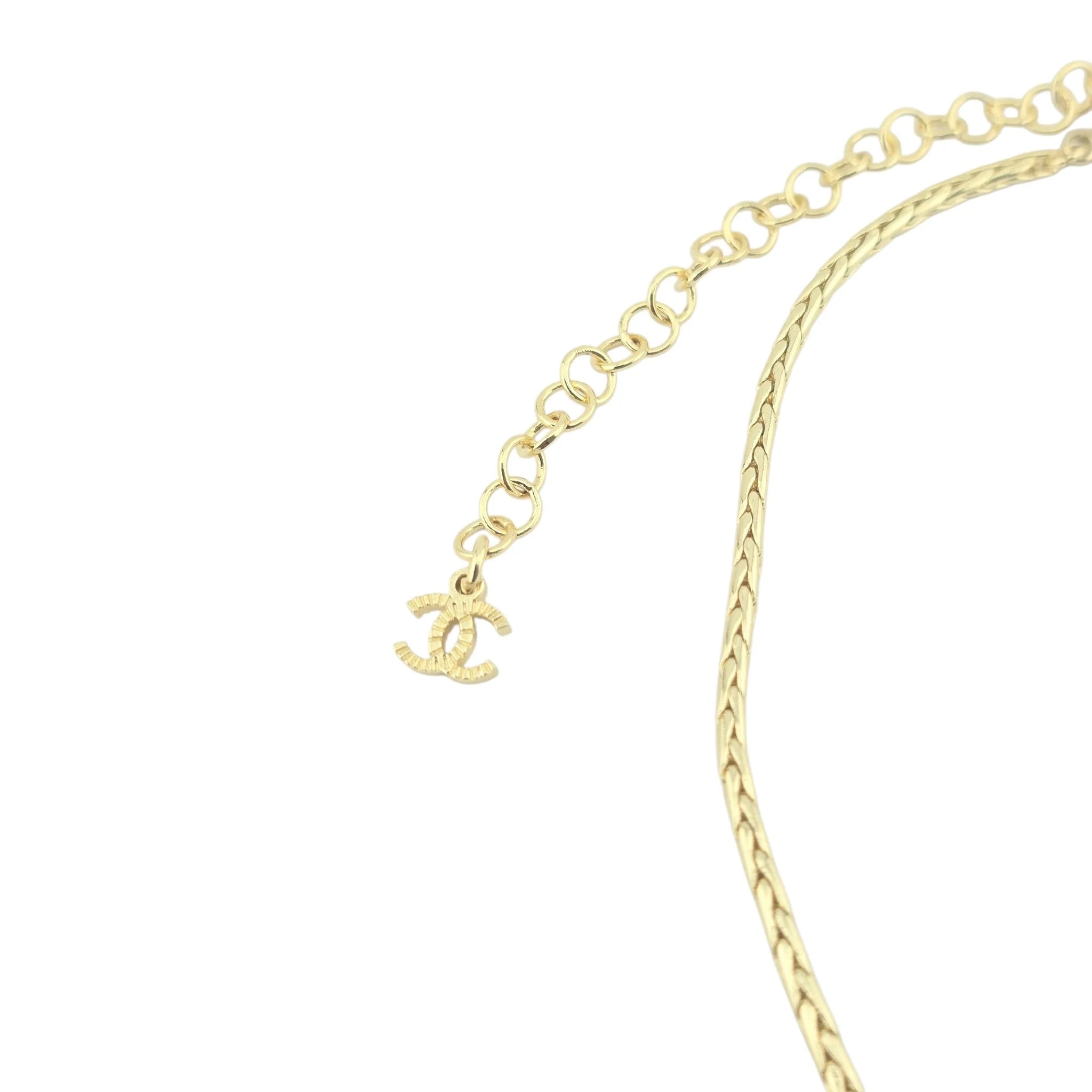 Chanel Crystal CC Teardrop Pearl Braided Necklace 2022 CHANEL