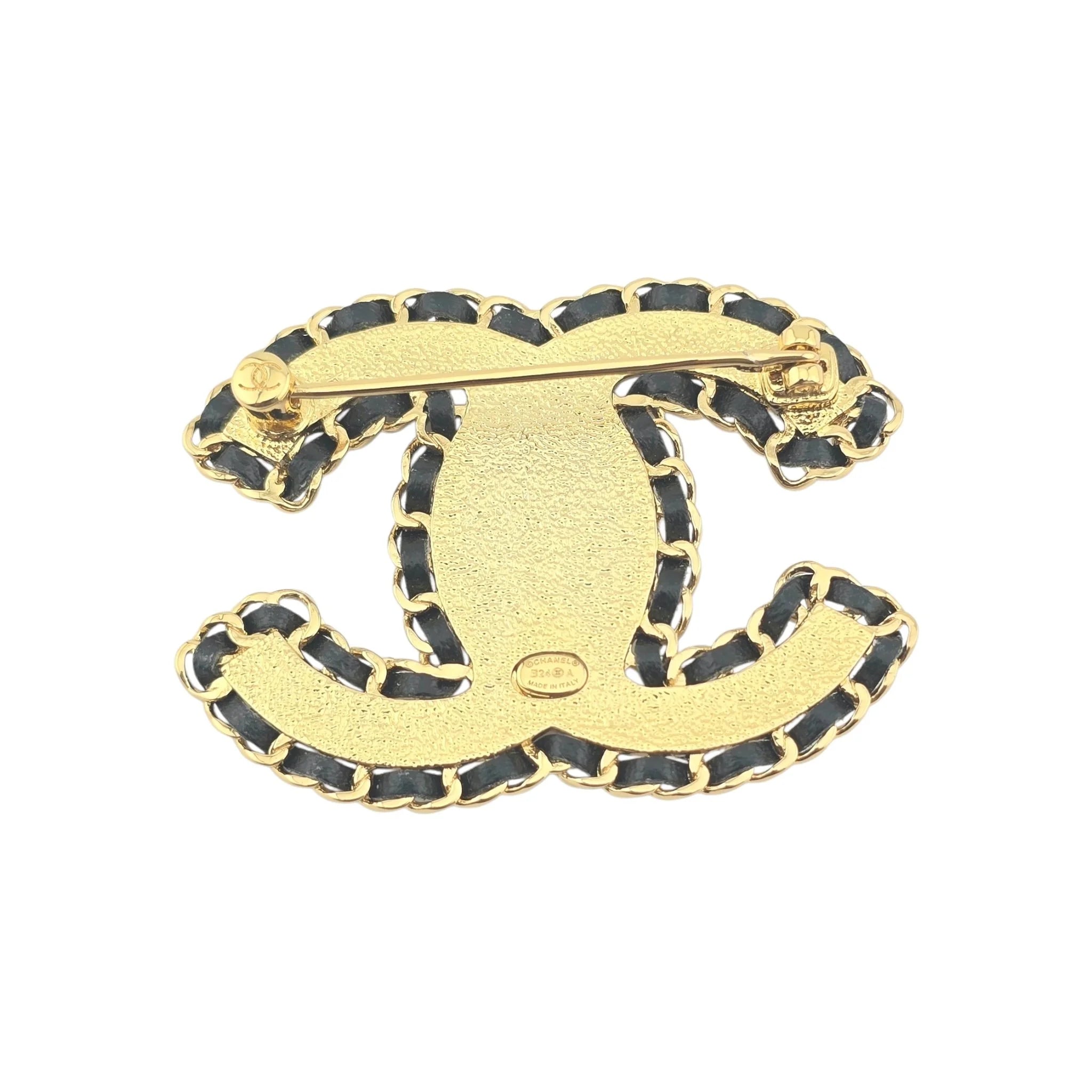 Chanel CC Gold Leather Brooch 2024 CHANEL