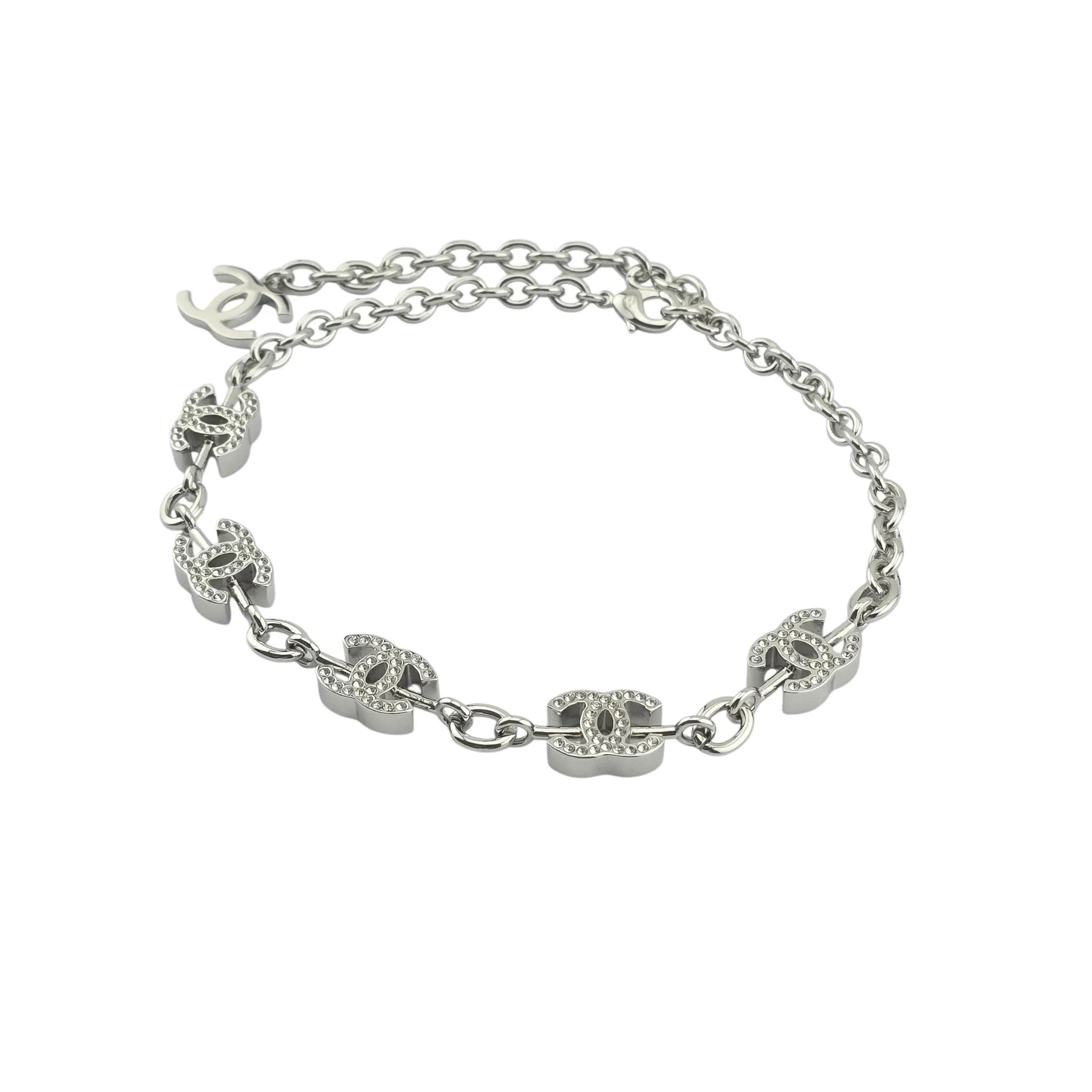 Chanel CC Silver Crystal Choker Necklace 2025 CHANEL