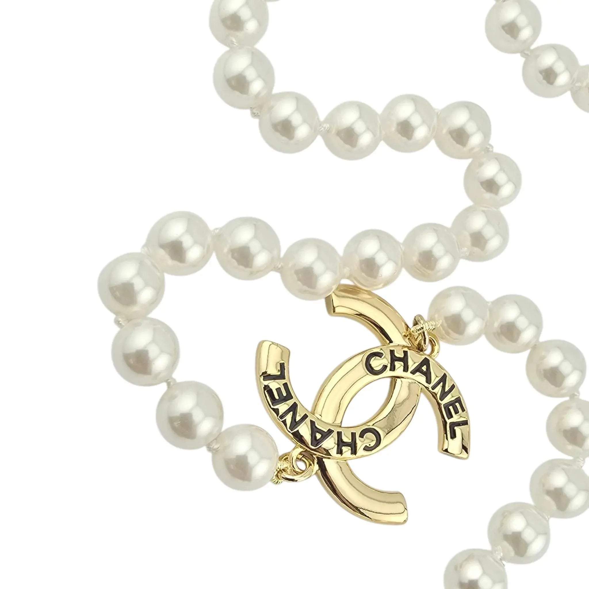 Chanel CC Long Faux Pearl Gold Necklace 2025 CHANEL