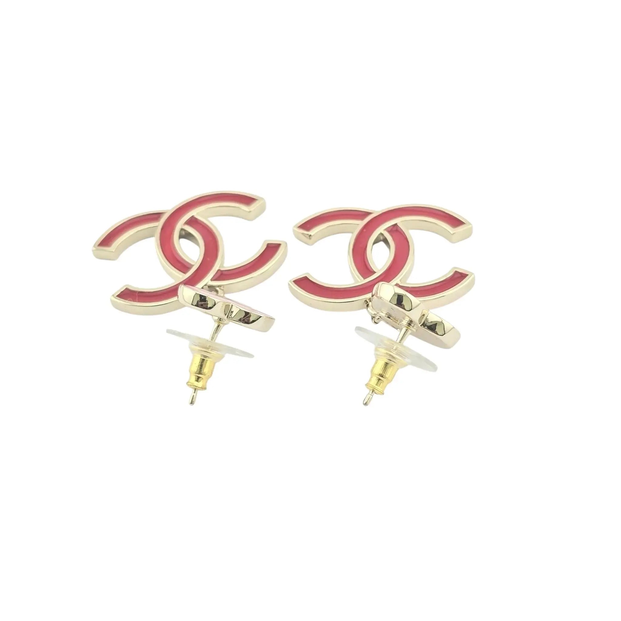 Chanel CC Pink Red Enamel Drop Earring 2024 CHANEL
