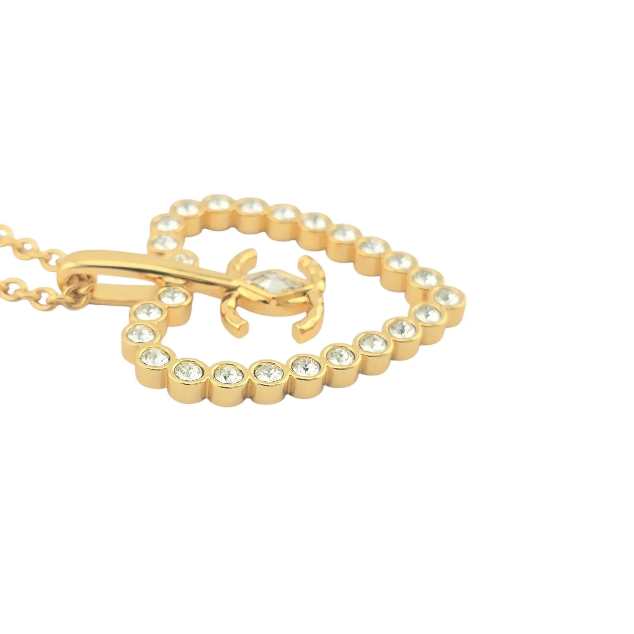 Chanel CC Heart Pendant Necklace Gold 2024 CHANEL