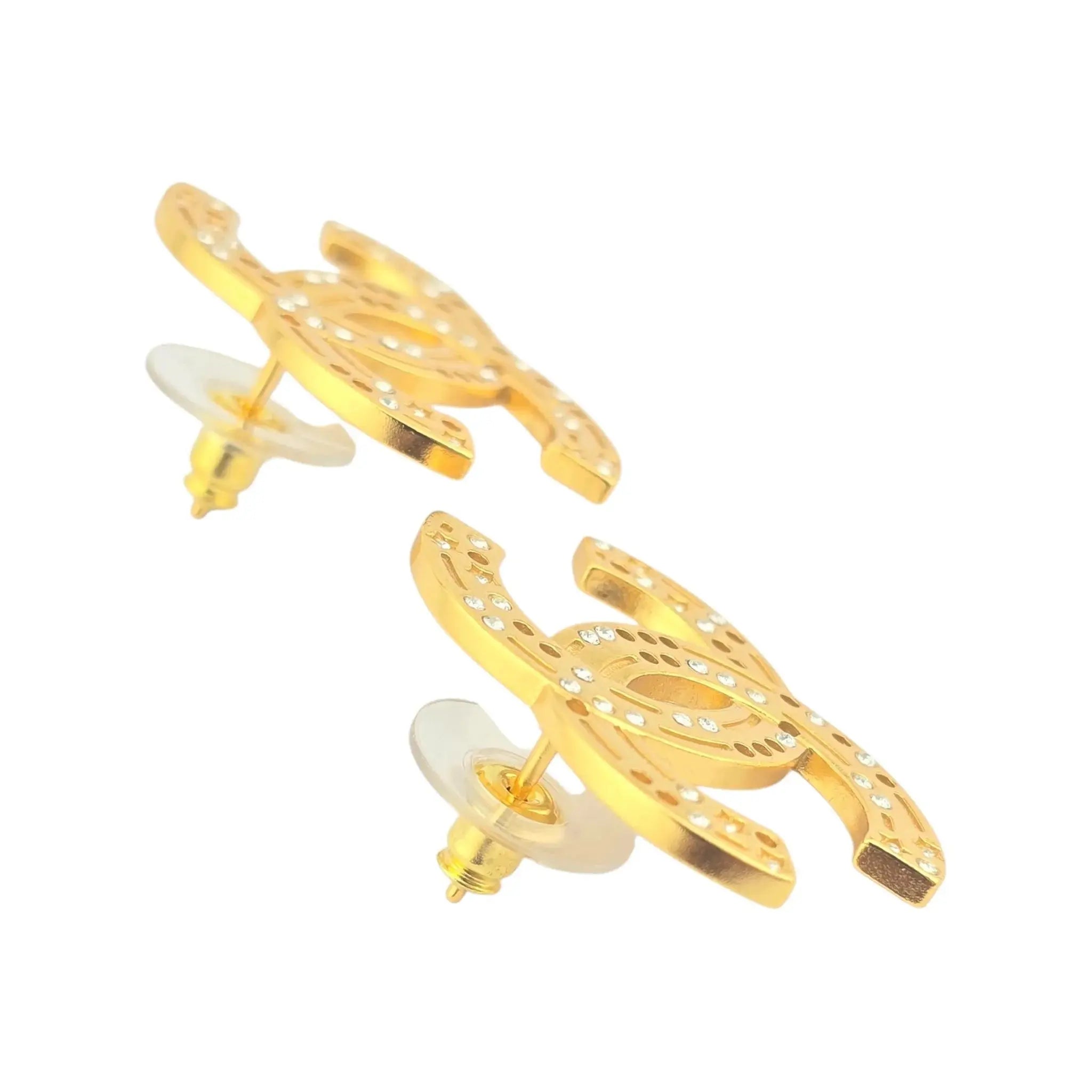 Chanel CC Gold Crystal Earrings 2024 CHANEL