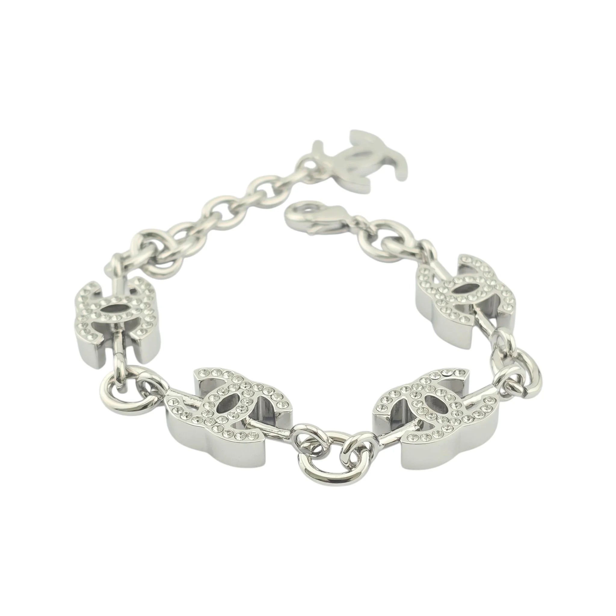 Chanel CC Silver Crystal Bracelet 2025 CHANEL