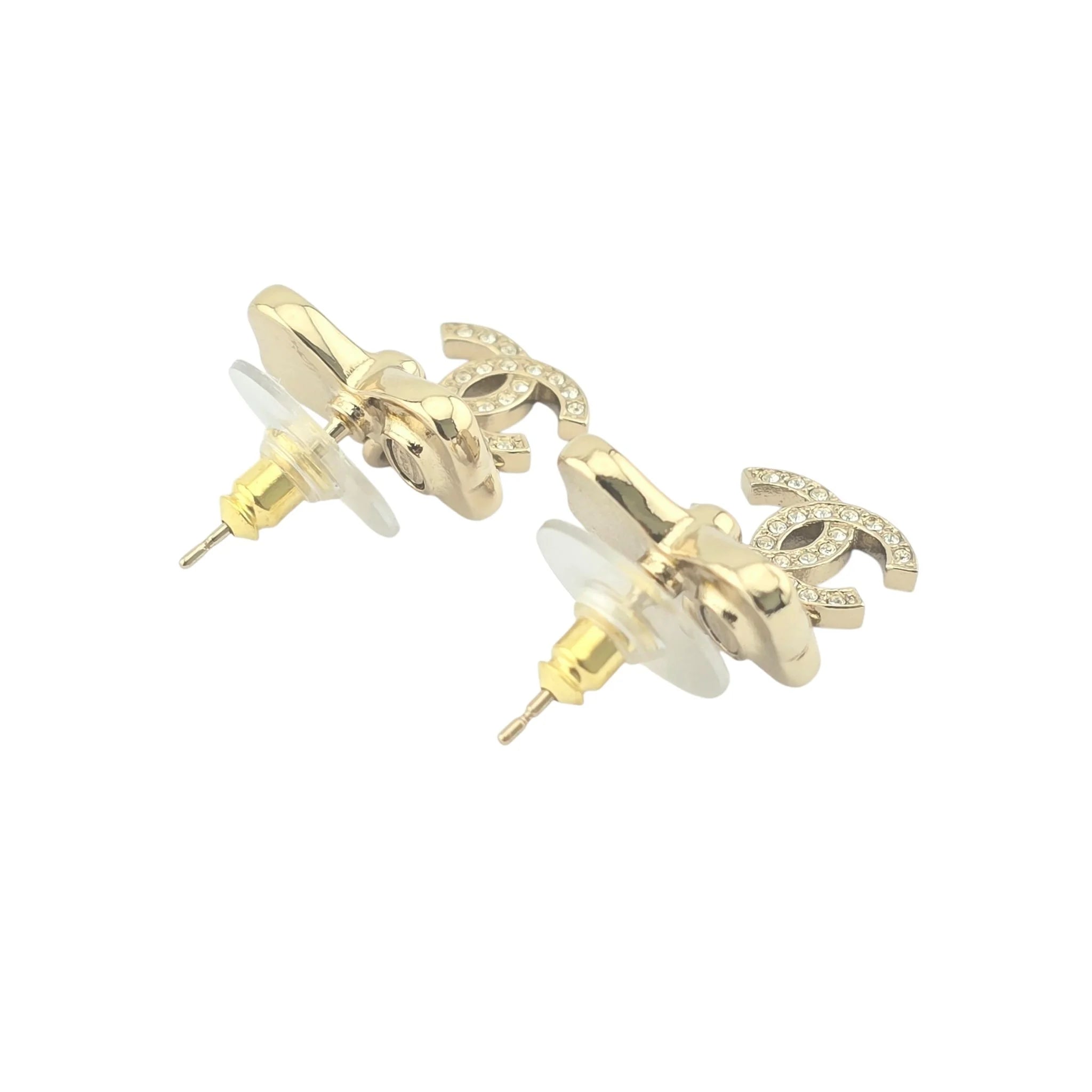 Chanel CC White Gold Bow Earrings 2025 CHANEL