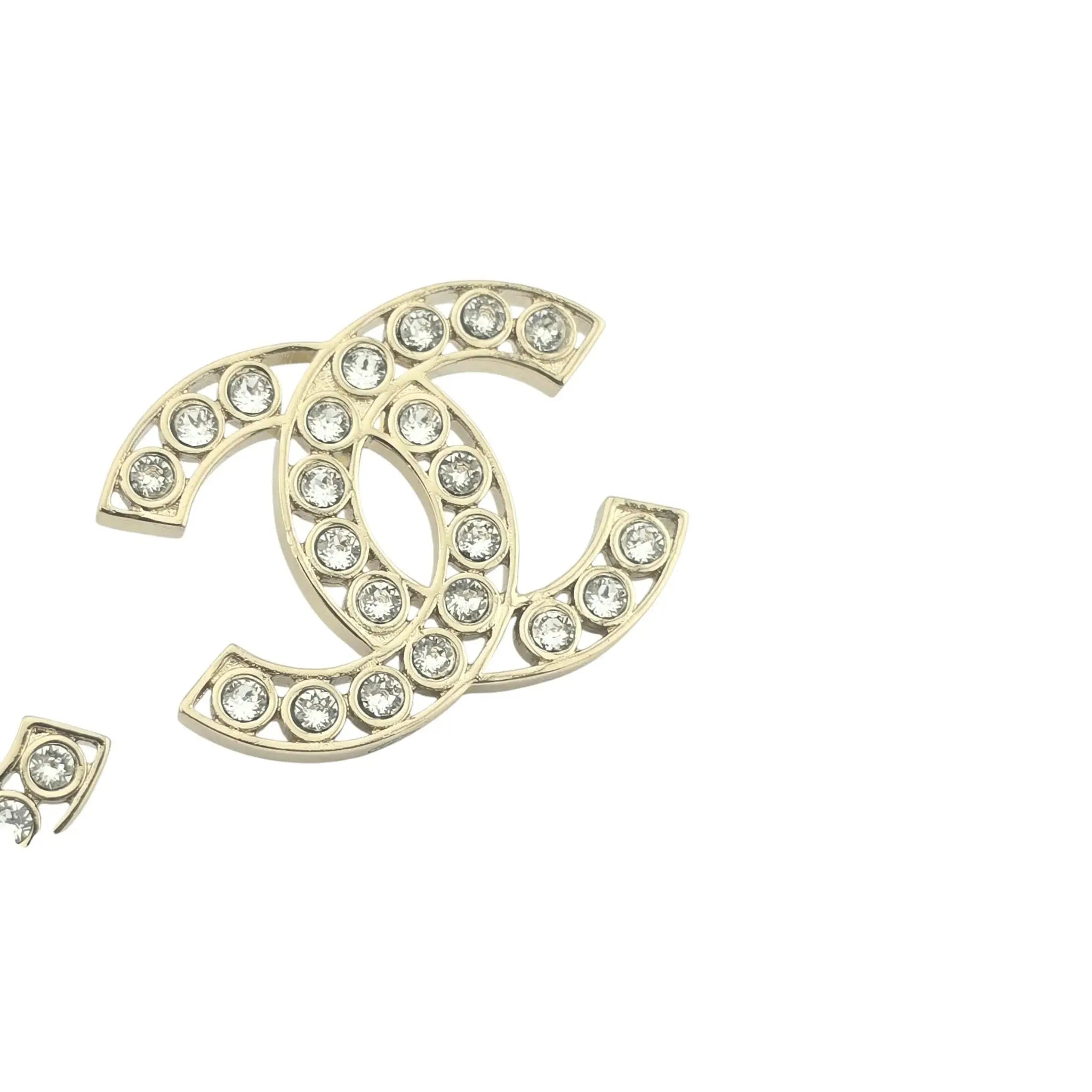Chanel CC 23S Gold Crystal Stud Earrings CHANEL