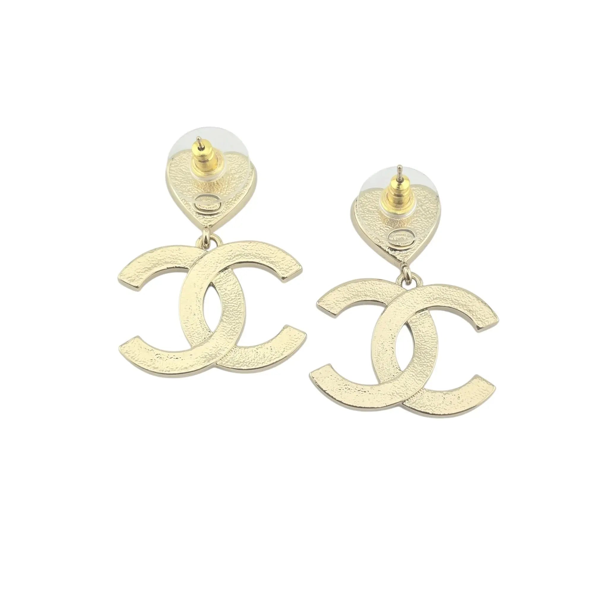 Chanel CC Pink Black Enamel Drop Earring 2024 CHANEL