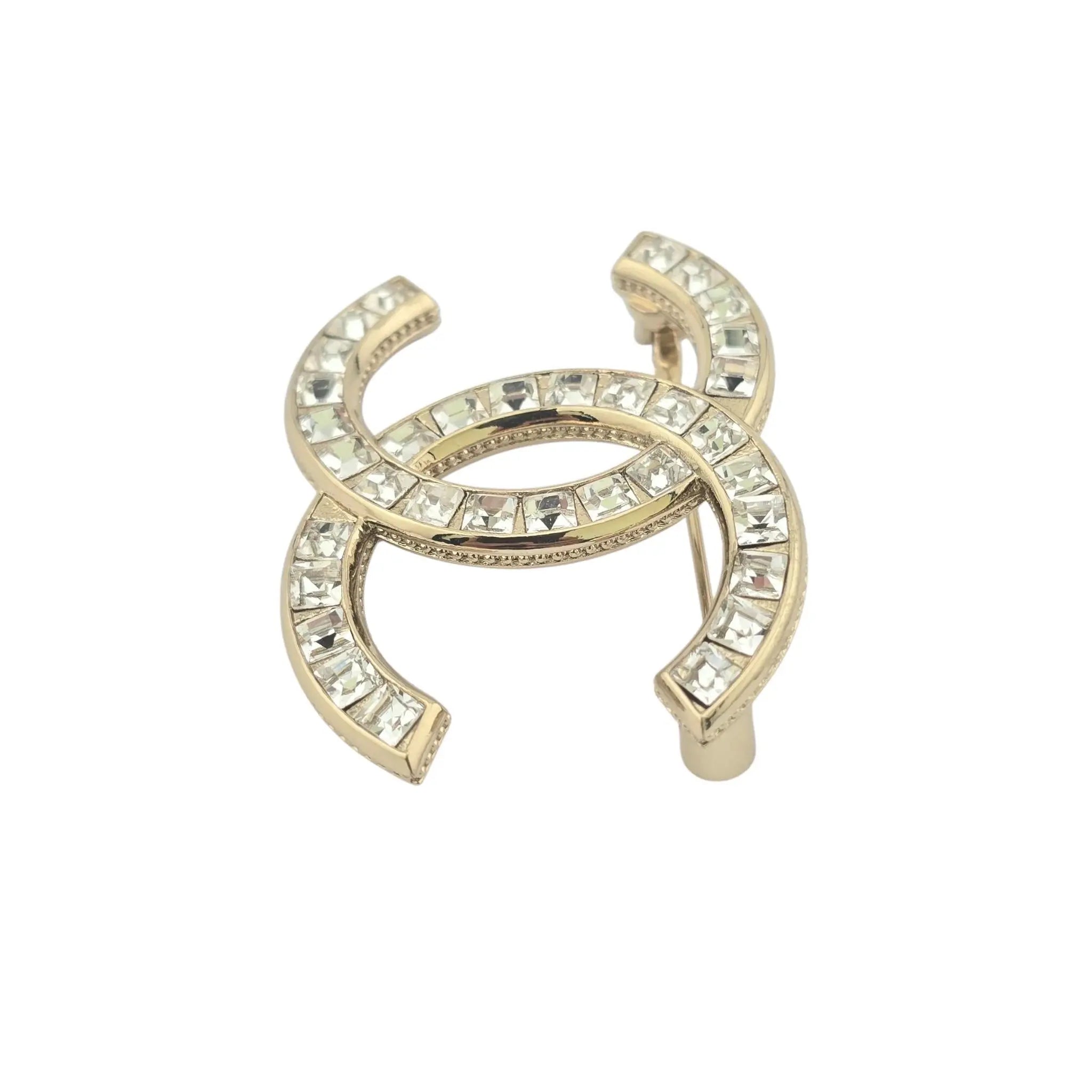 Chanel CC Gold Baguette Crystal Brooch 2021 CHANEL