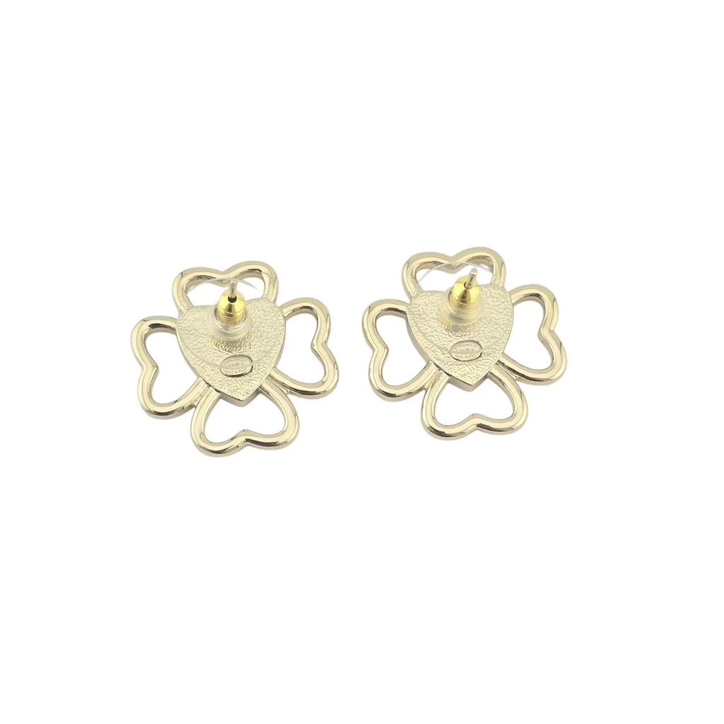 Chanel CC Heart White/Gold Earrings 2025 CHANEL