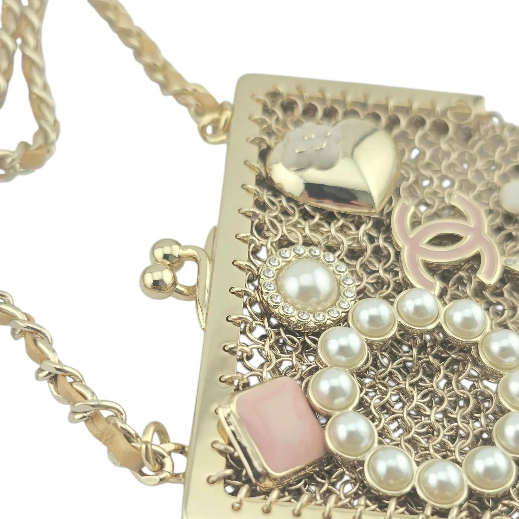 Chanel CC Gold Metal Chain Embellished Mini Frame Pouch CHANEL