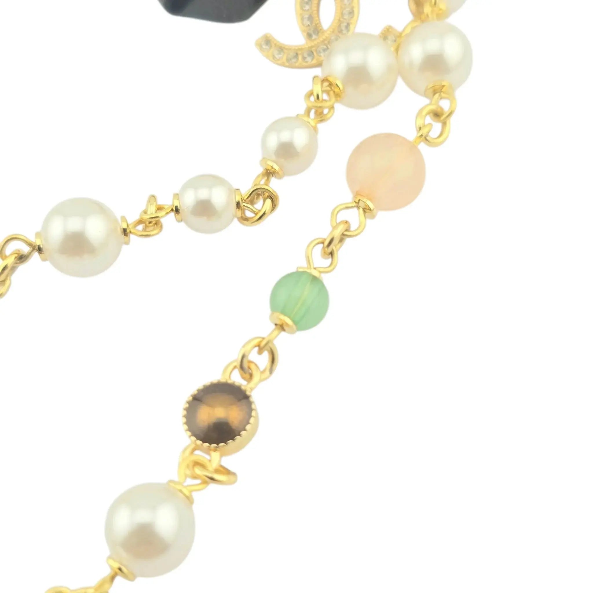 Chanel CC Bow Faux Pearl Bead Long Necklace 2024 CHANEL