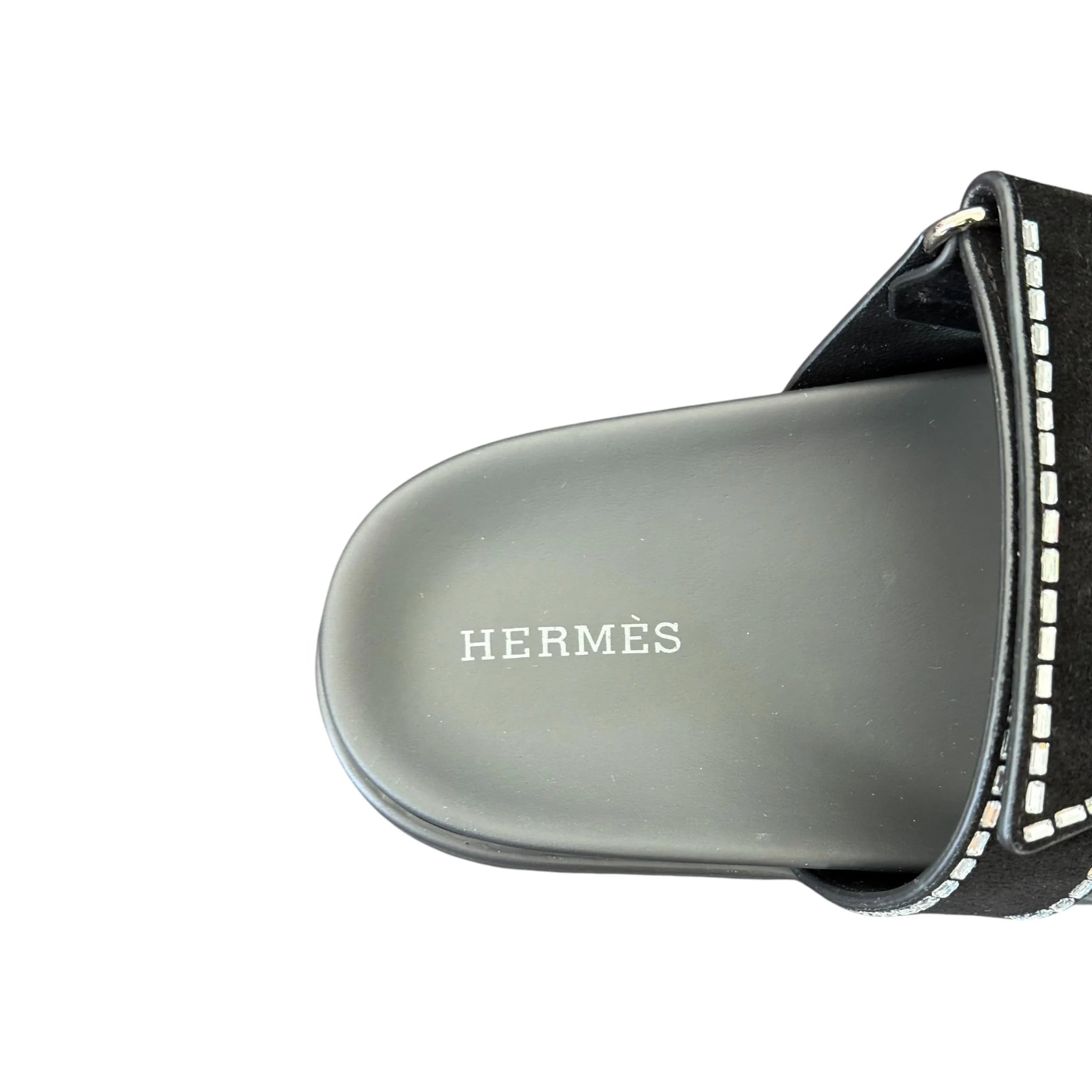 Hermes Chypre Rhinestone Suede Sandal 38 UK5 HERMES