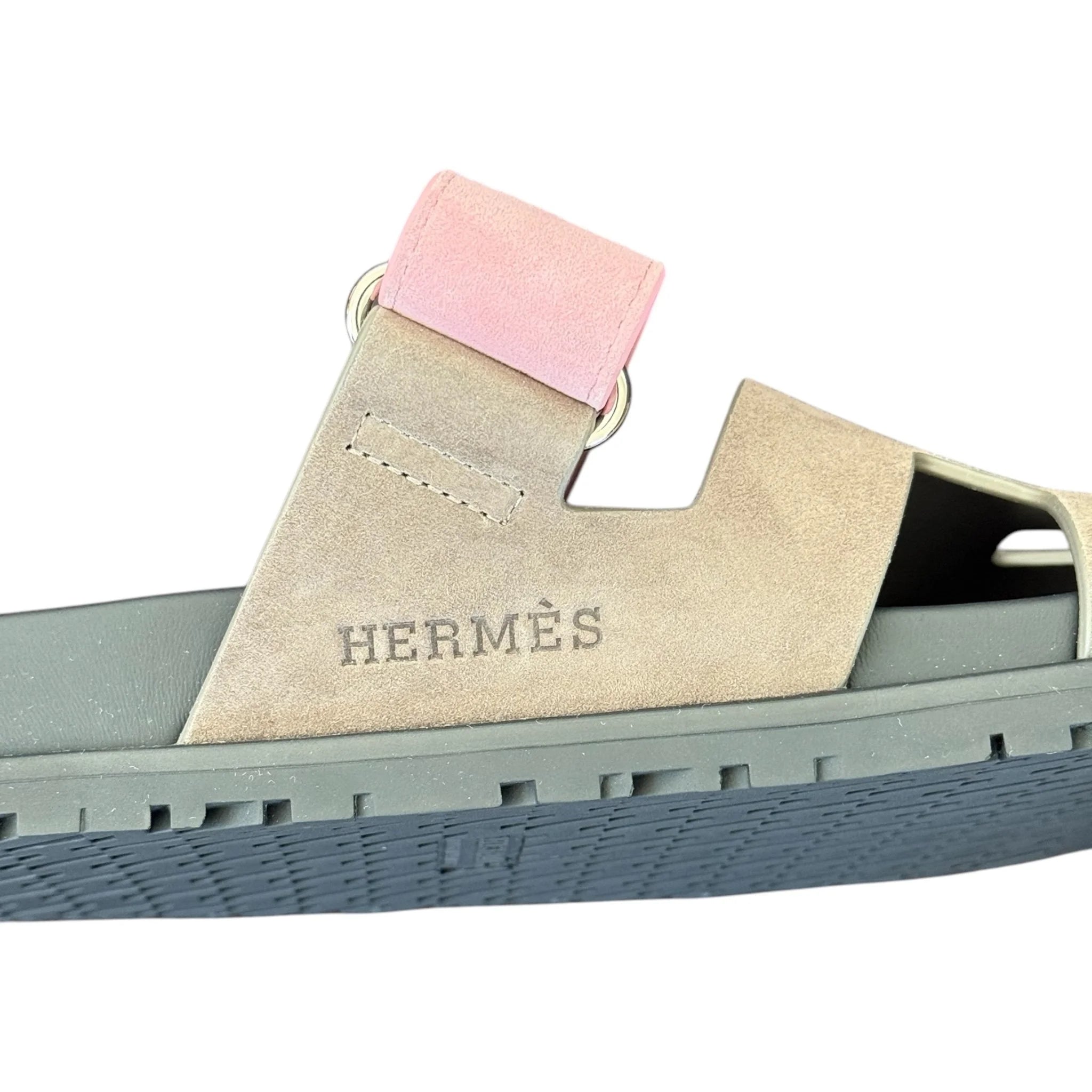 Hermes Chypre Suede Sandal Toundra / Rose 39 UK6 HERMES