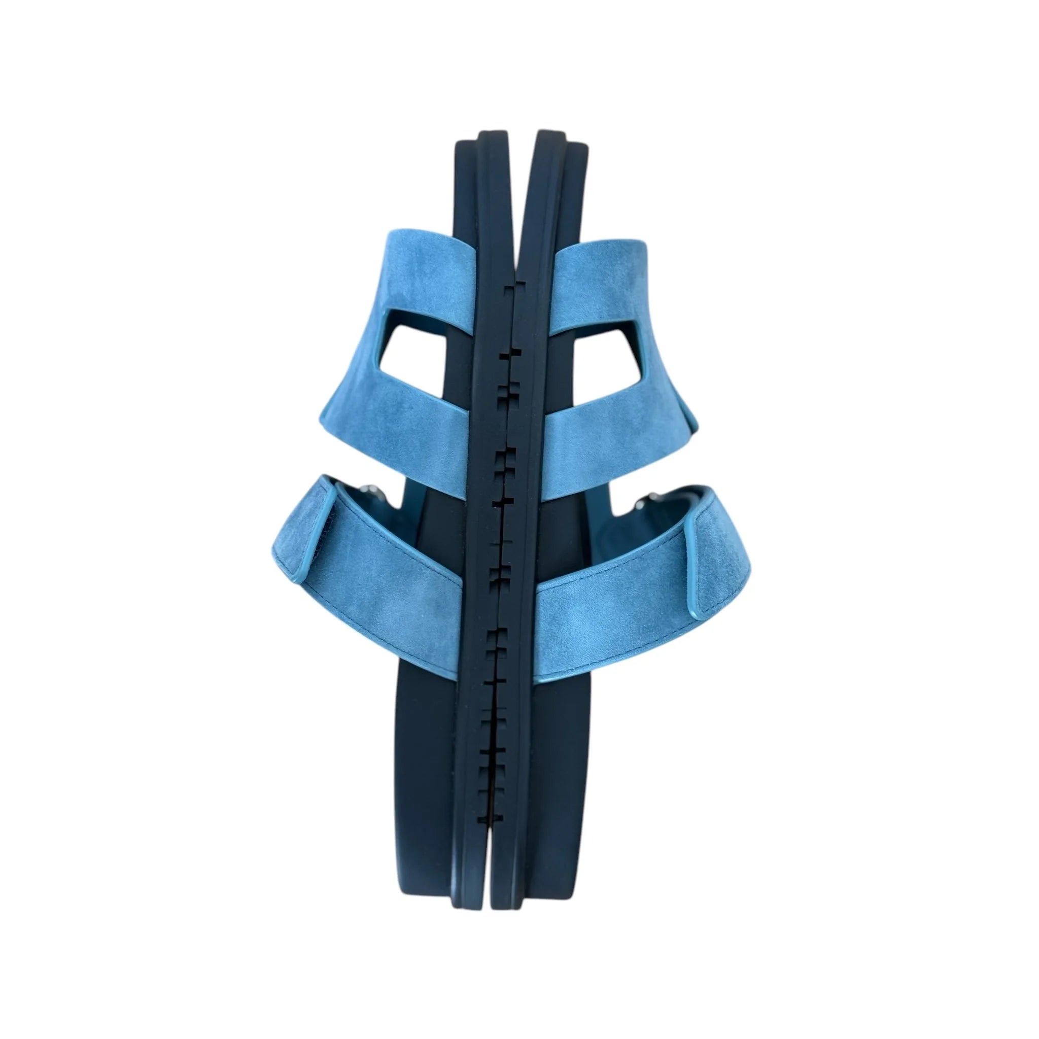 Hermes Chypre Suede Sandal Bleu Mineral 39 UK6 HERMES