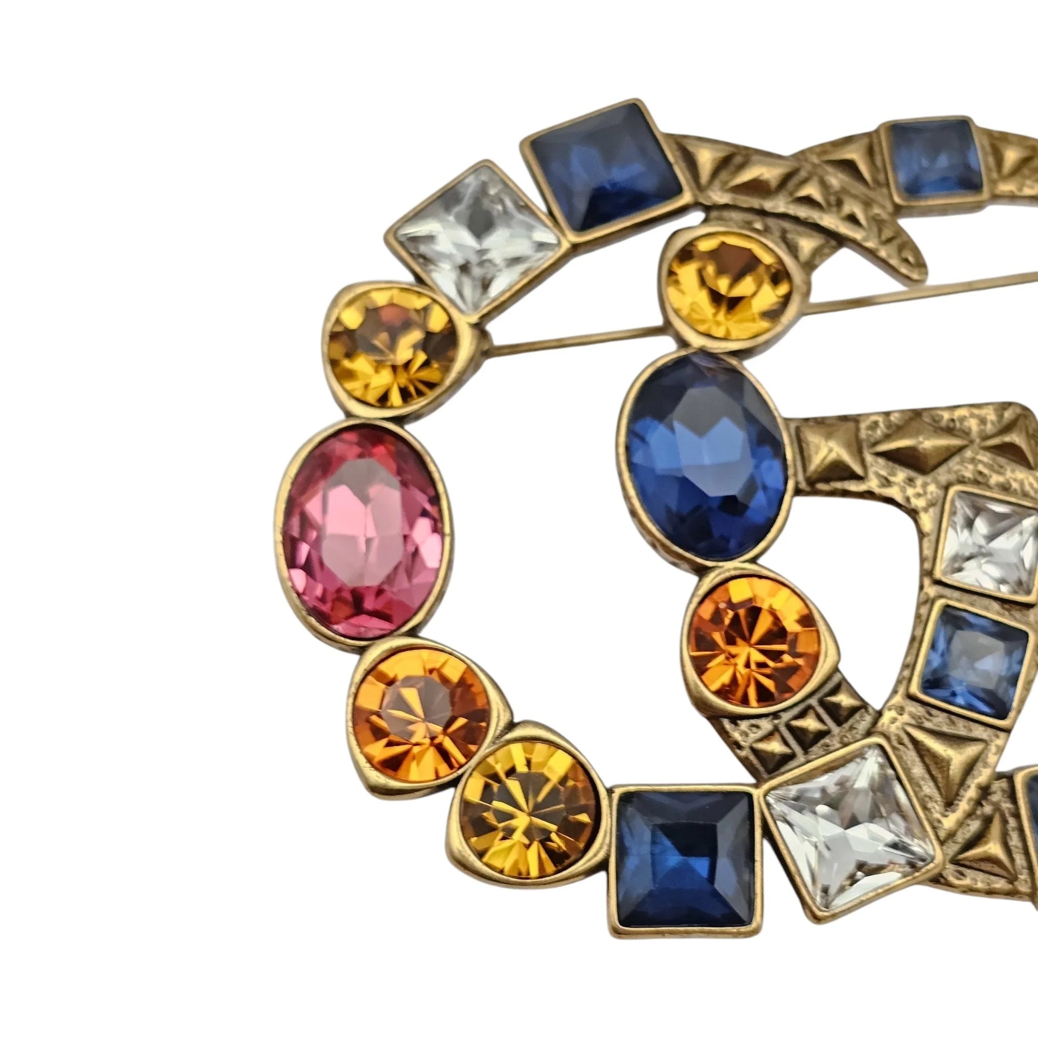 GUCCI Crystal Double G Multicolour Crystal Brooch GUCCI