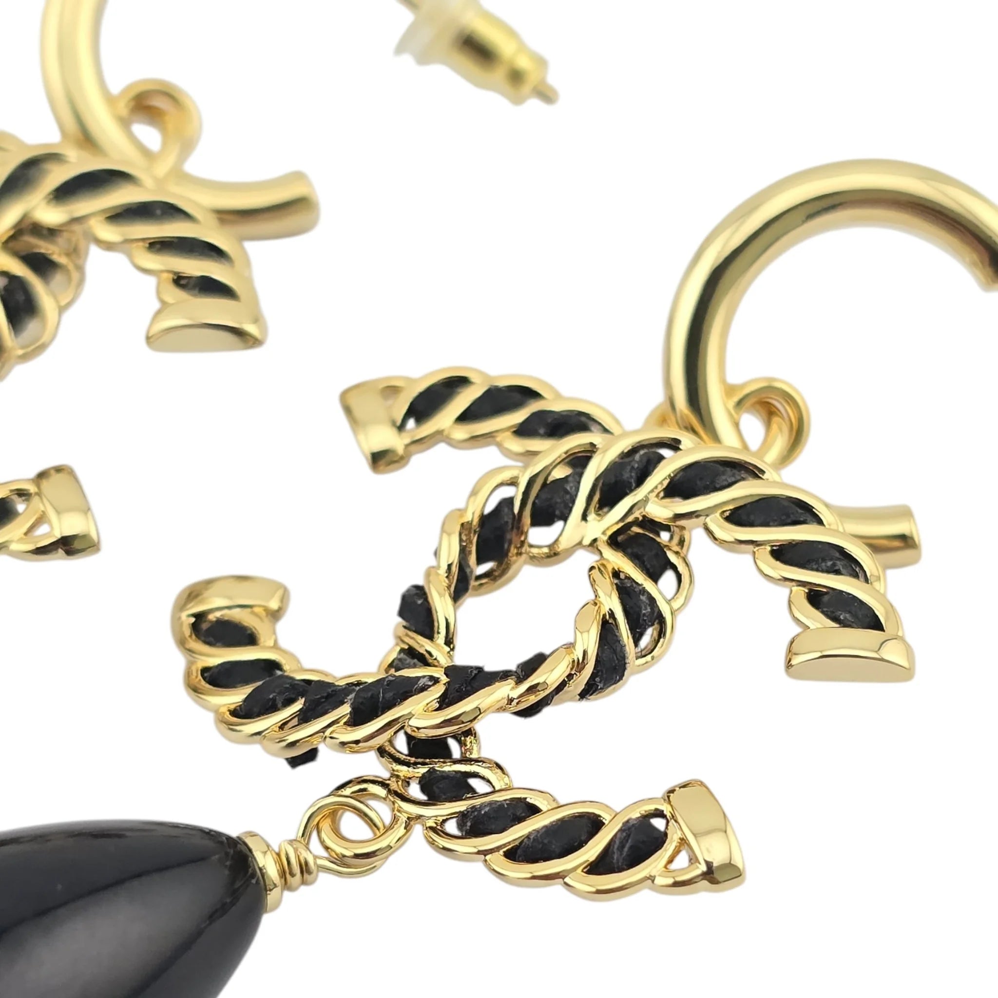 Chanel Resin & Leather CC Drop Earrings 2024 CHANEL