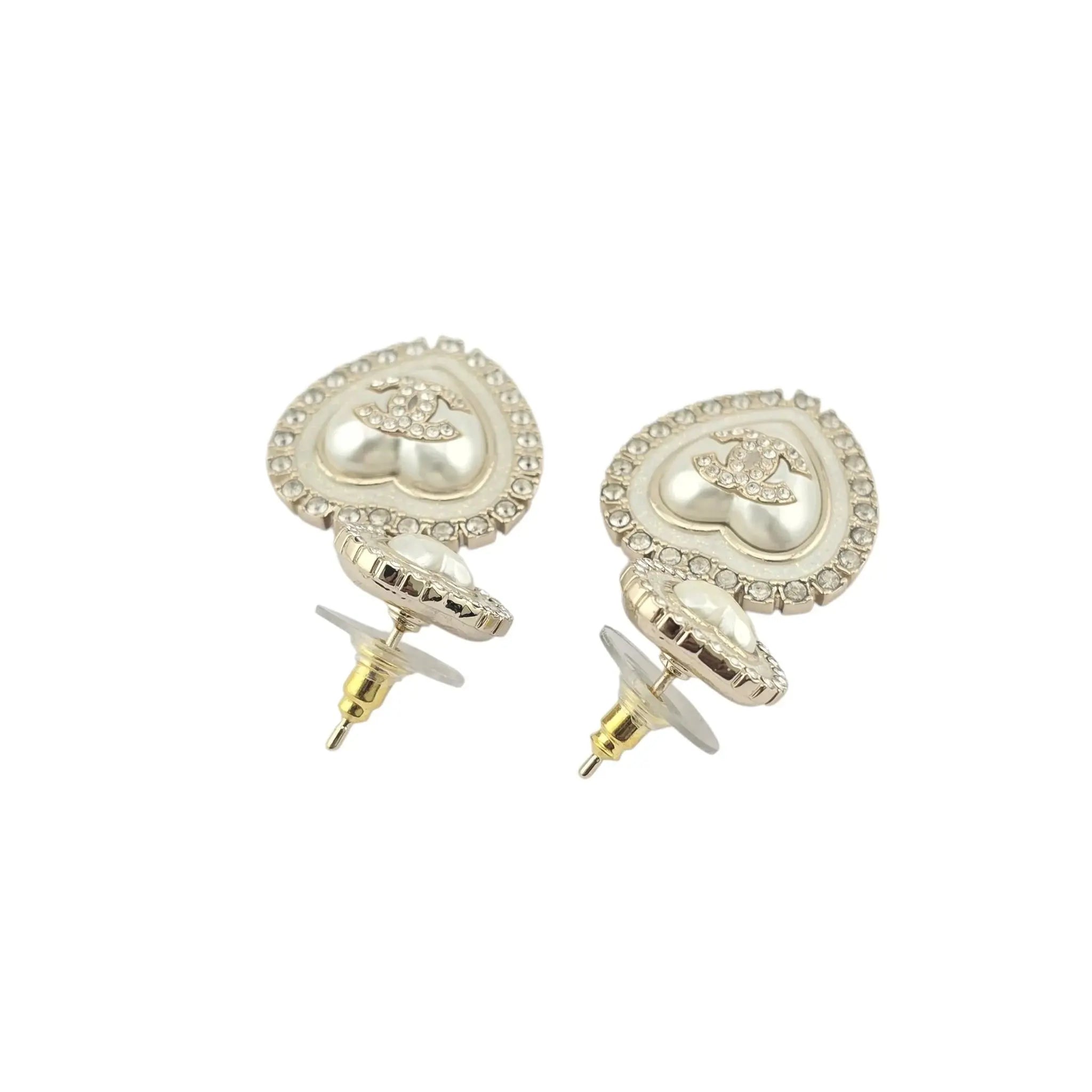 Chanel CC Faux Pearl Heart Drop Earrings 2024 CHANEL