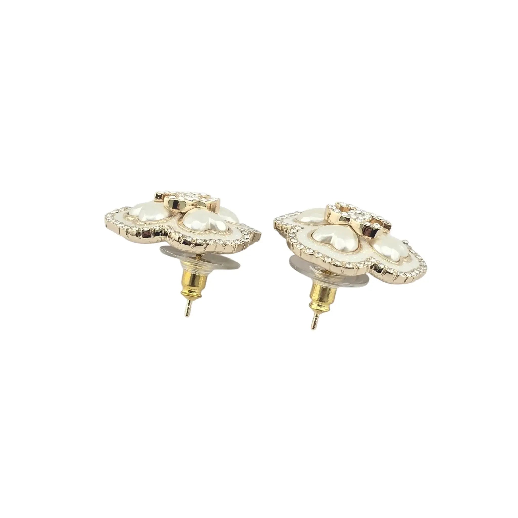 Chanel CC Faux Pearl Resin Hearts Earrings 2024 CHANEL