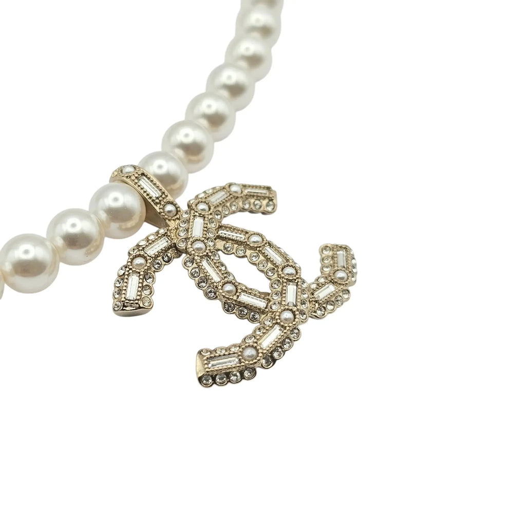 Chanel Faux Pearl & Strass CC Pendant Necklace 2022 BIJOUX HEAVEN
