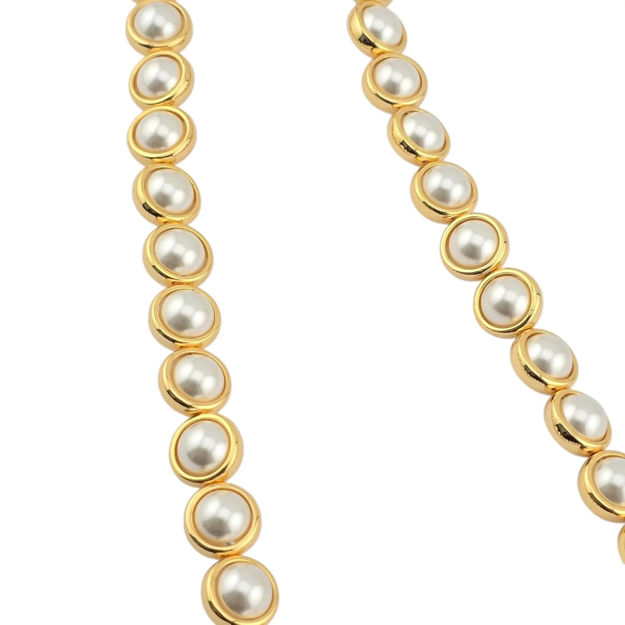 Chanel CC Long Gold Faux Pearl Necklace 2024 CHANEL