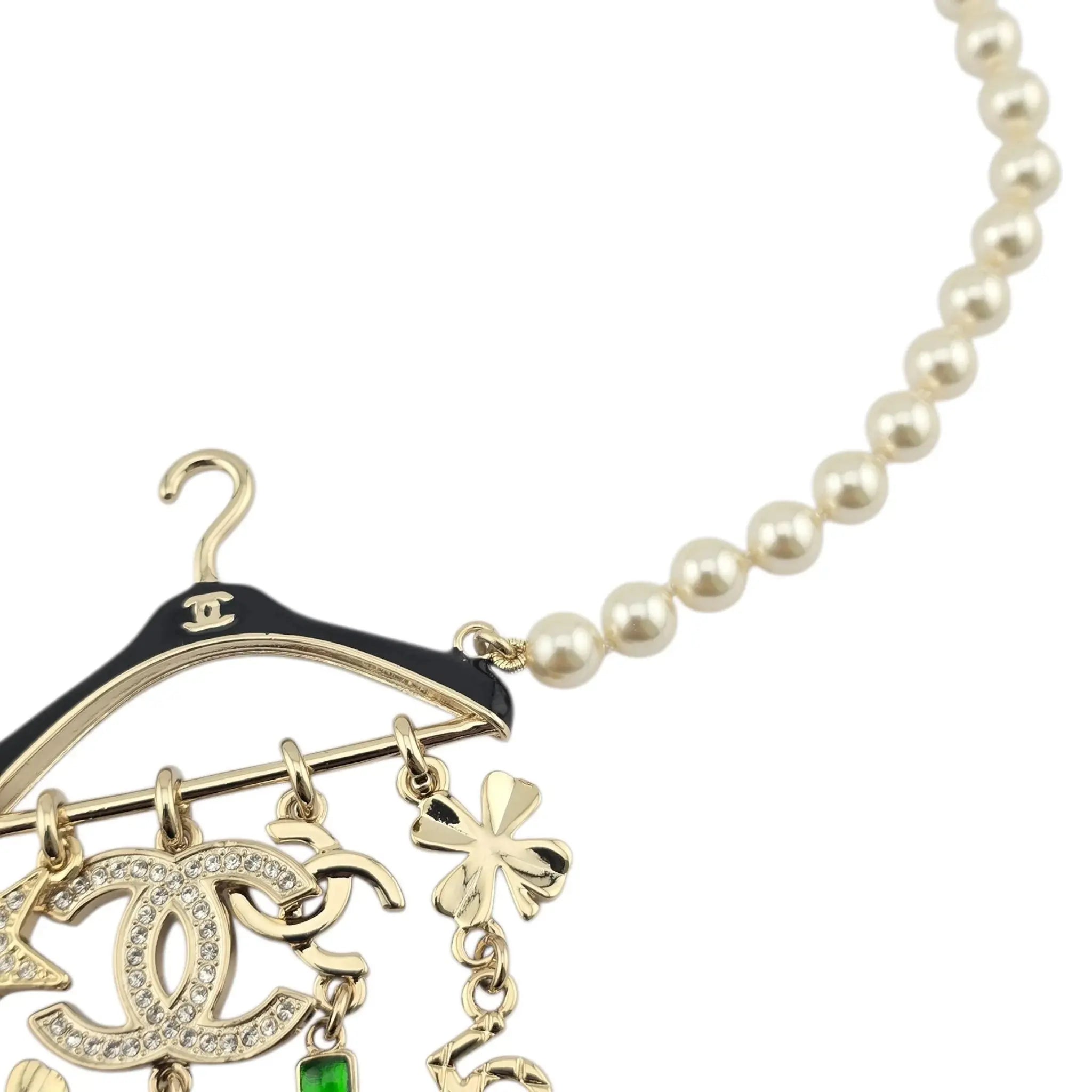 Chanel CC Faux Pearl Hanger Pendant Necklace 2023 CHANEL