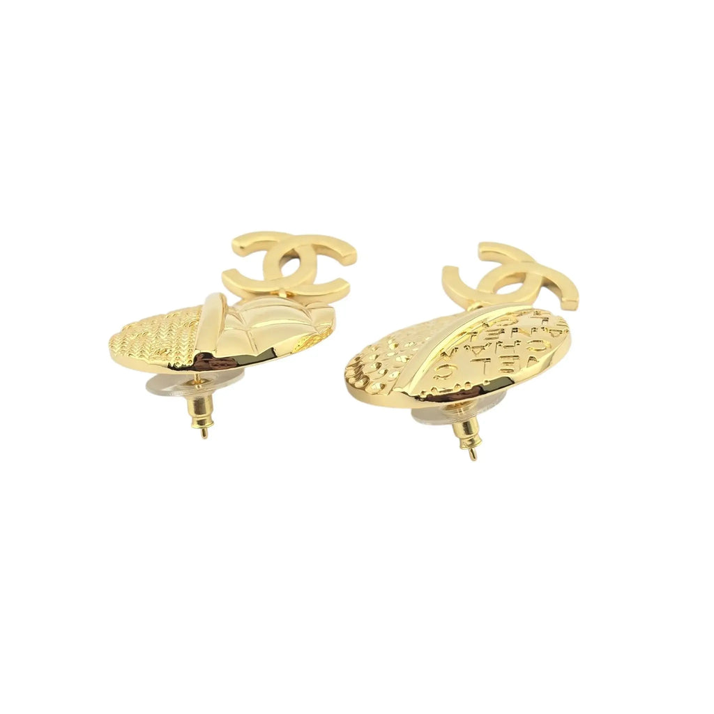 Chanel CC Round Gold Drop Earrings 2024 CHANEL