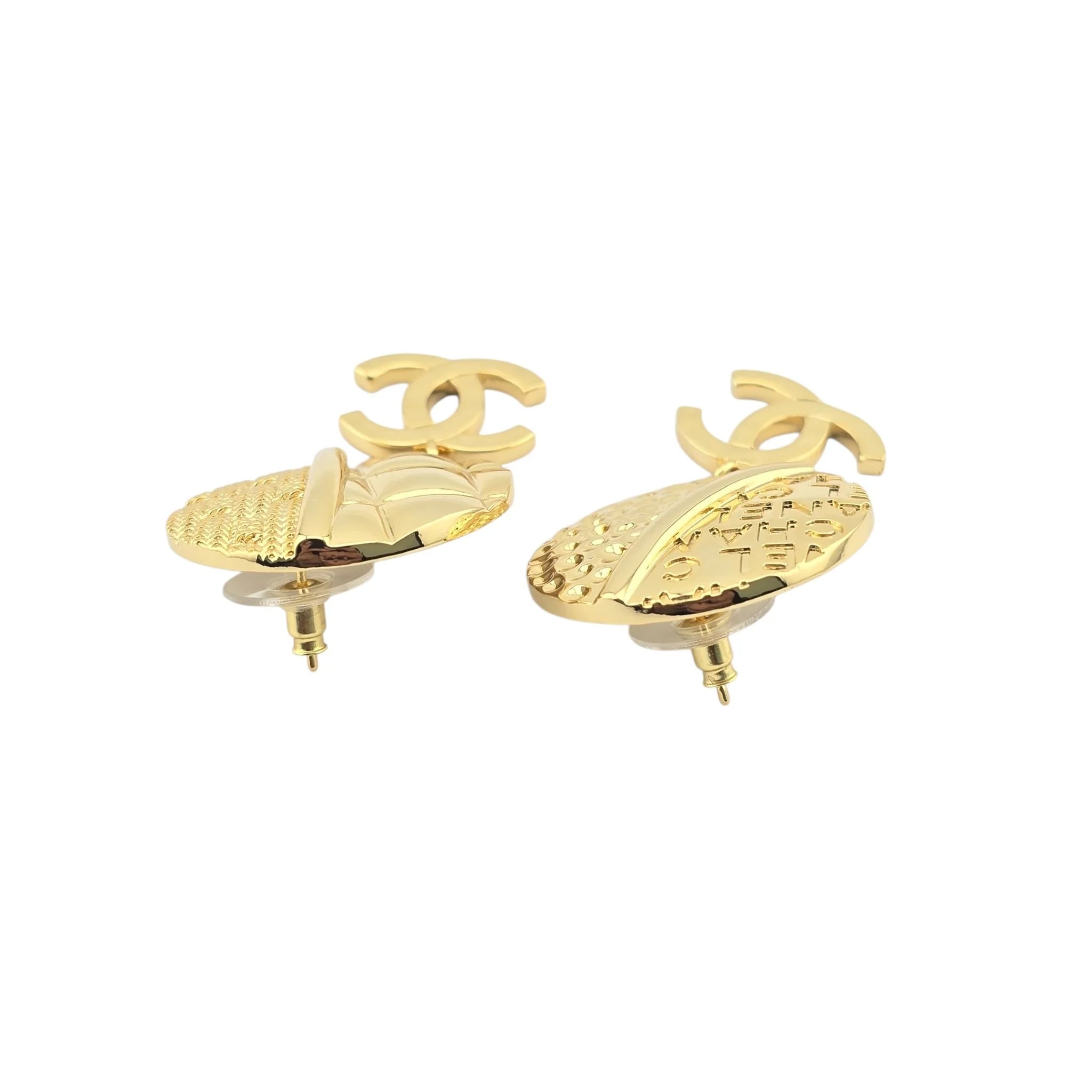 Chanel CC Round Gold Drop Earrings 2024 CHANEL