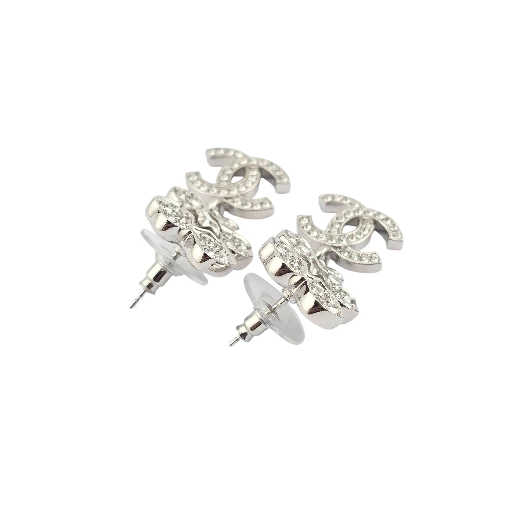 Chanel CC Silver Crystal Star Floral Drop Earrings 2025 CHANEL