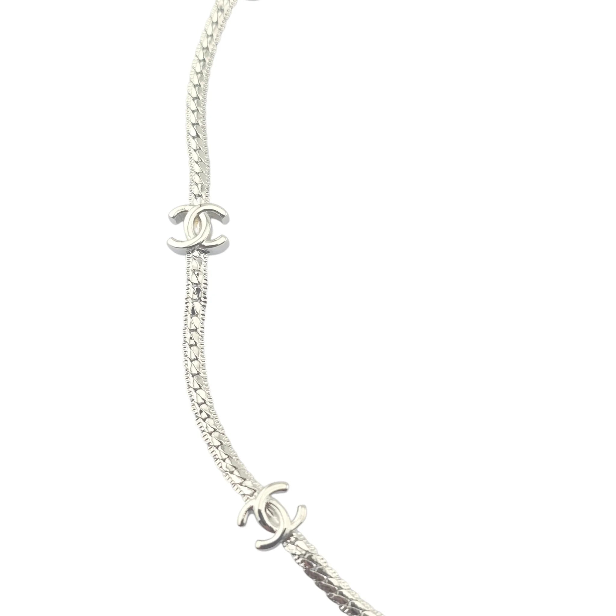 Chanel CC Metal Thin Silver Necklace 2024 CHANEL