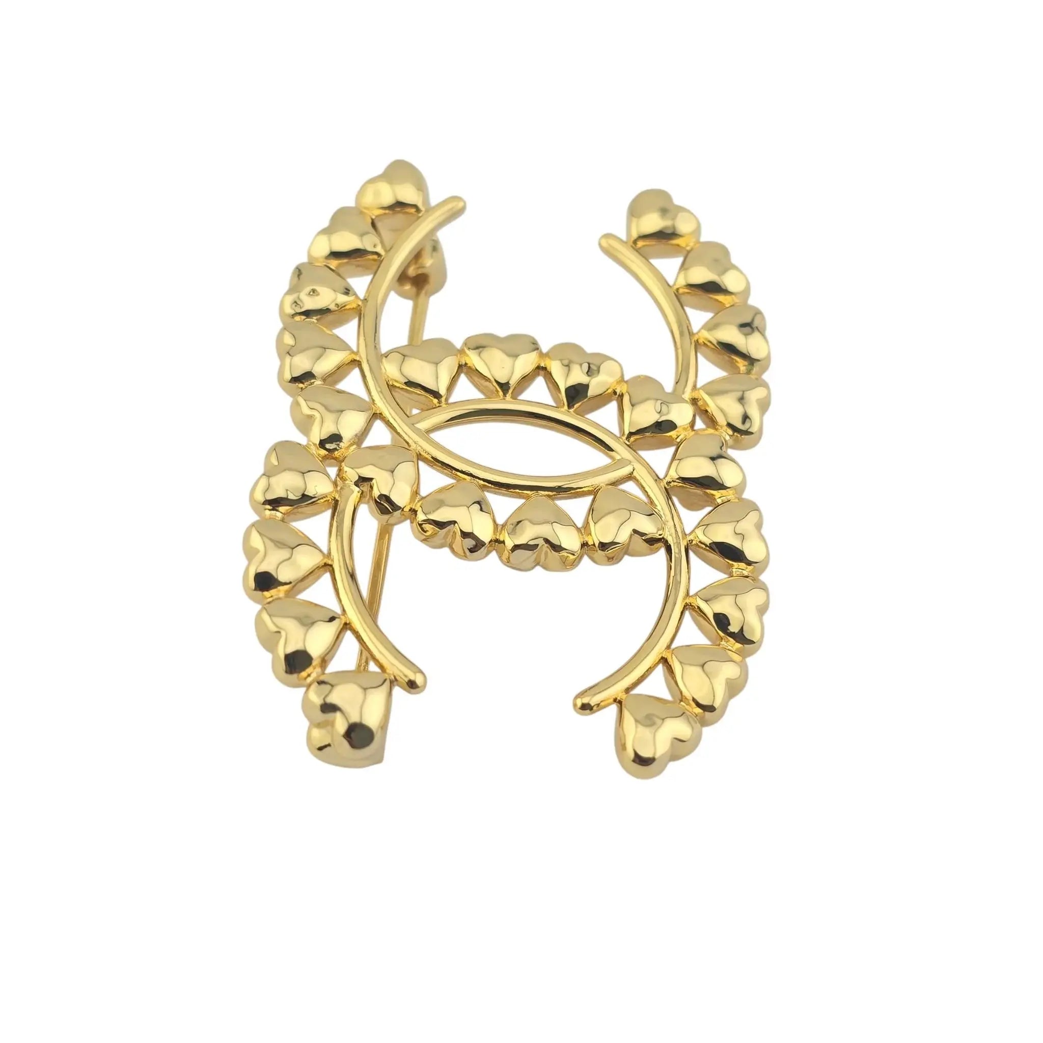 Chanel CC Metal Gold Hearts Brooch 2023 CHANEL