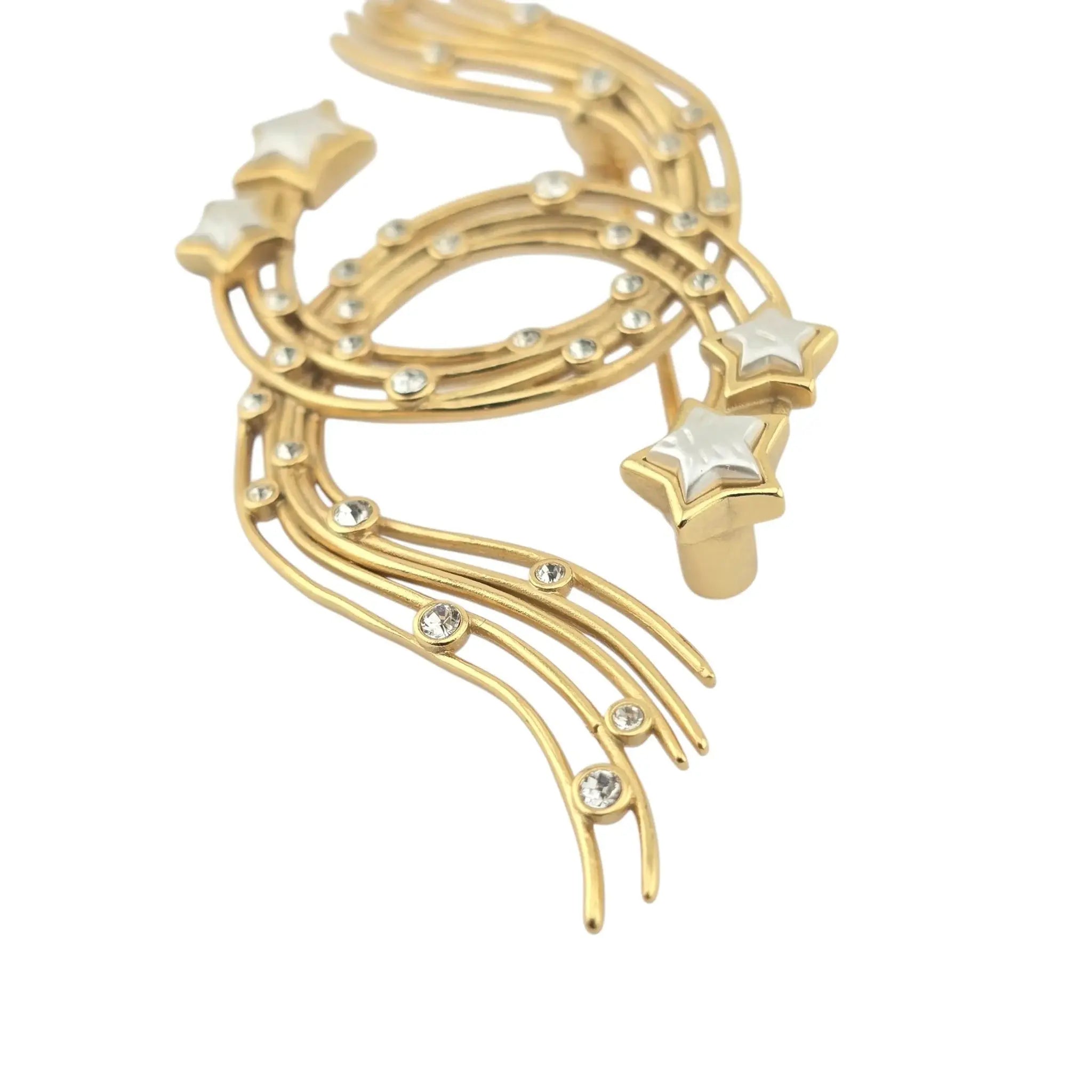 Chanel CC Gold Pearl White Star Brooch B24 CHANEL