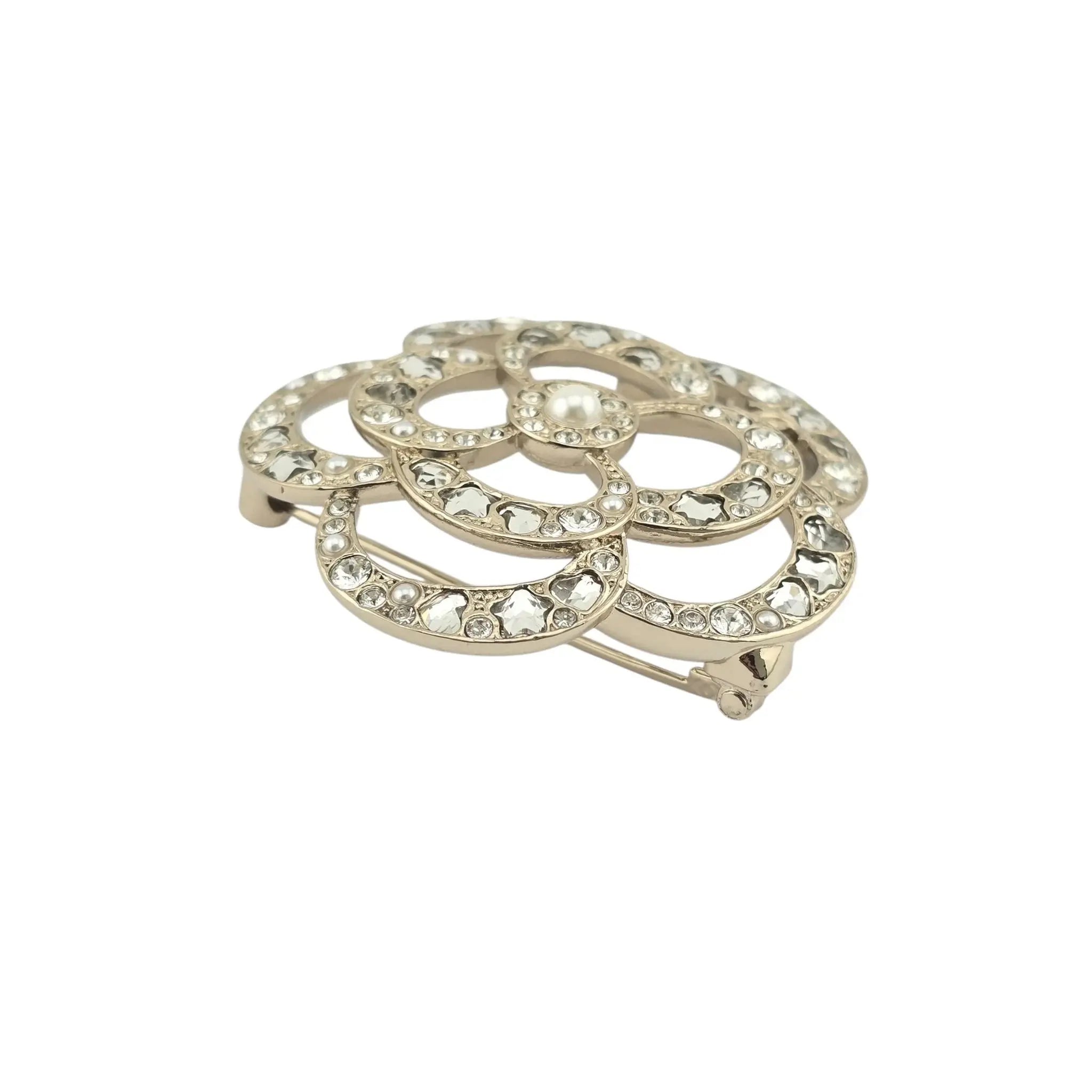 Chanel CC Gold Crystal Camellia Flower Brooch 2025 CHANEL
