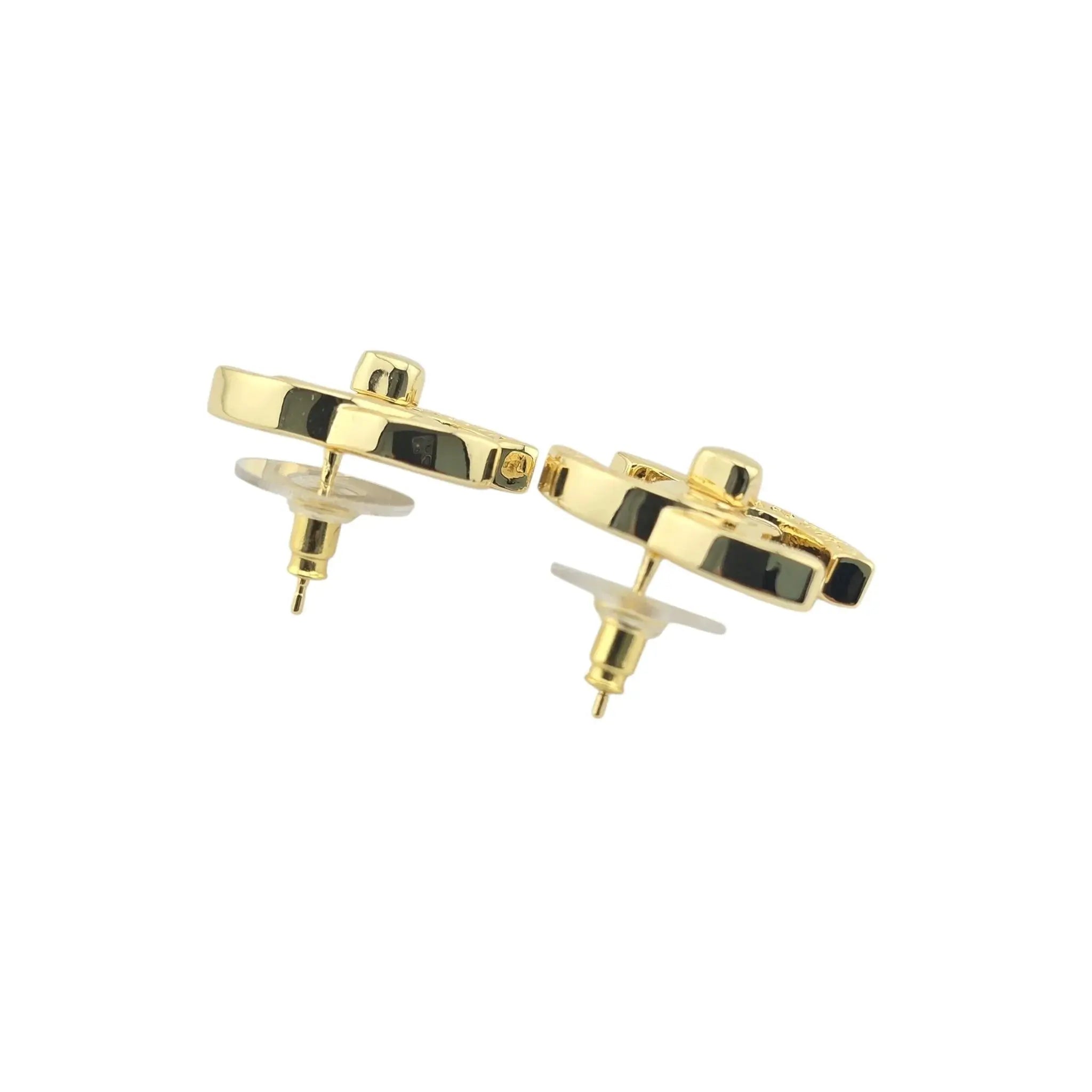 Chanel CC Gold Turnlock Stud Earrings 2022 CHANEL