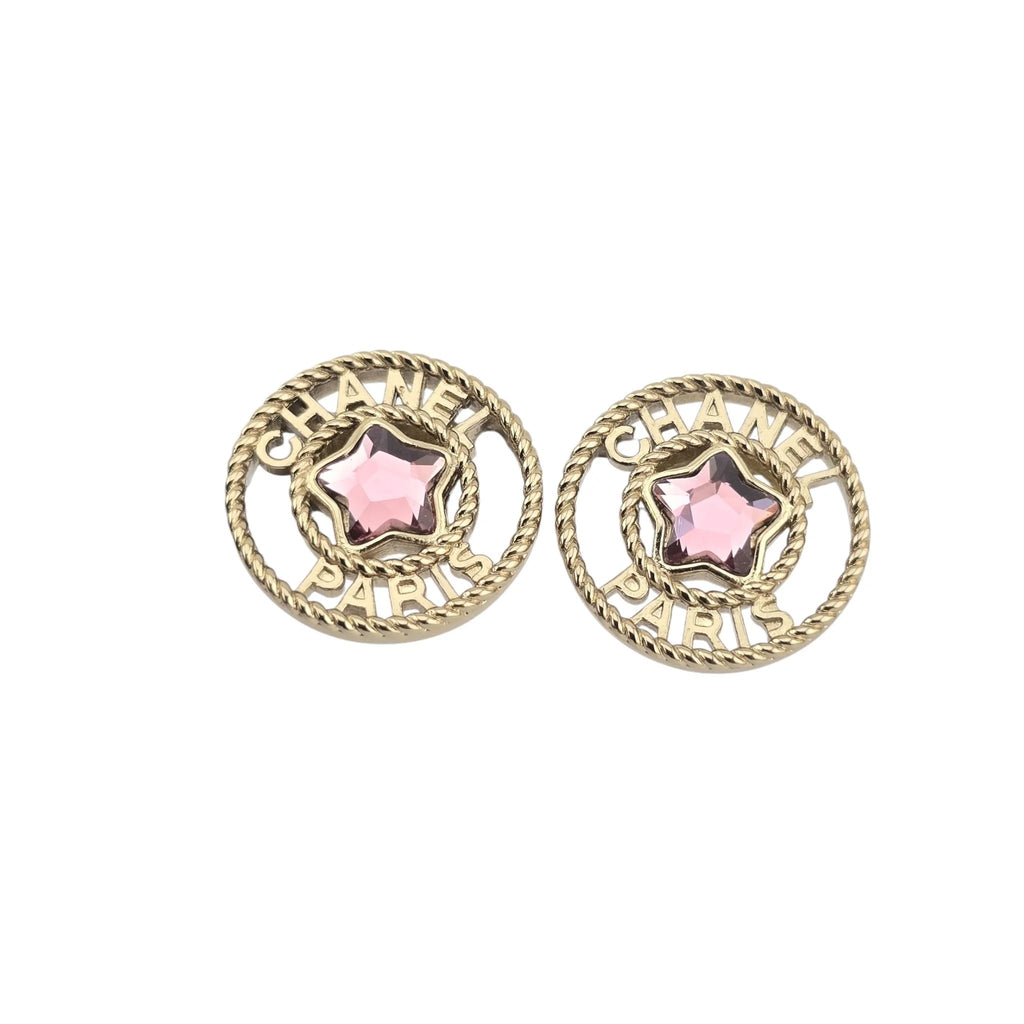 Chanel Round Gold Star Crystal Stud Earrings 2025 CHANEL