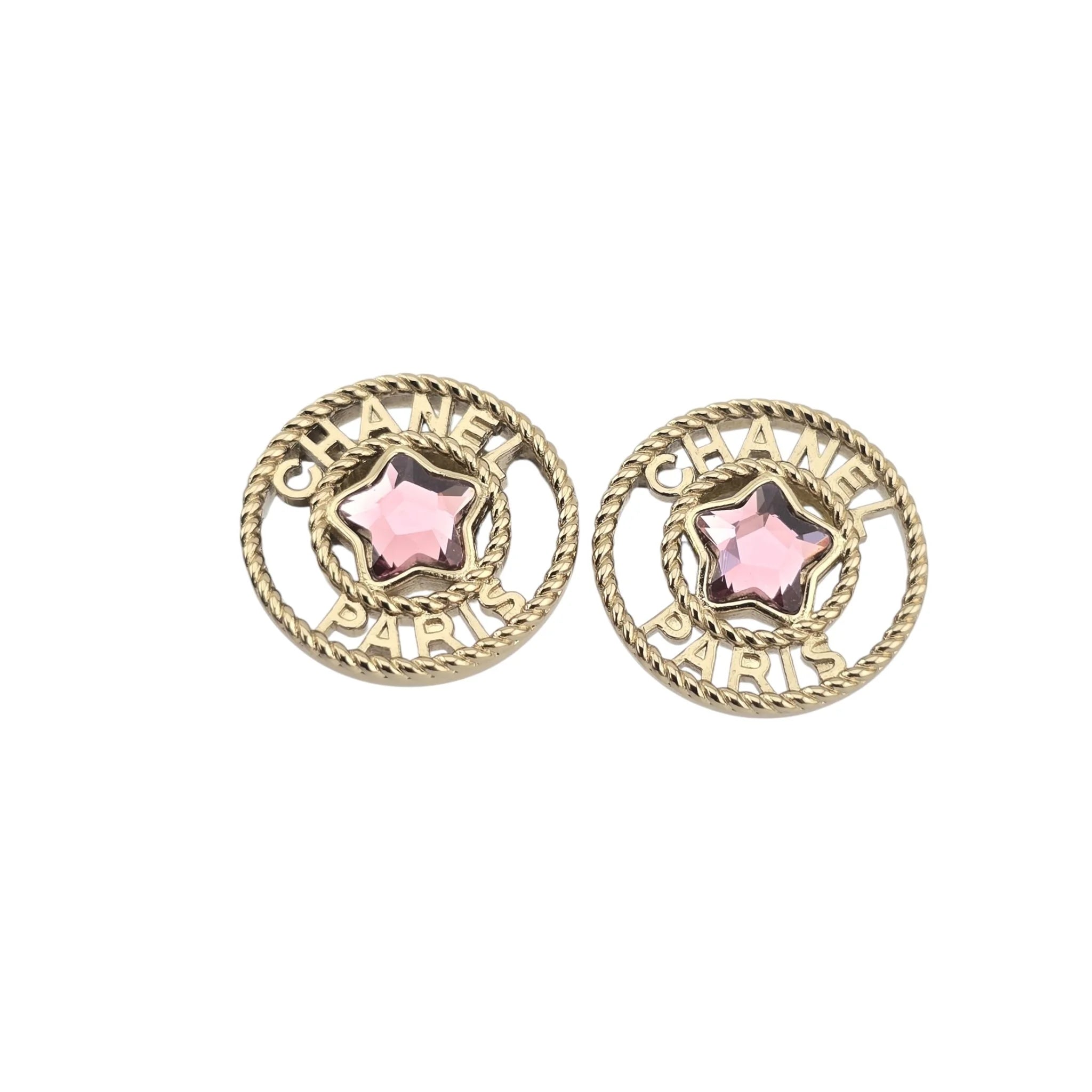 Chanel Round Gold Star Crystal Stud Earrings 2025 CHANEL
