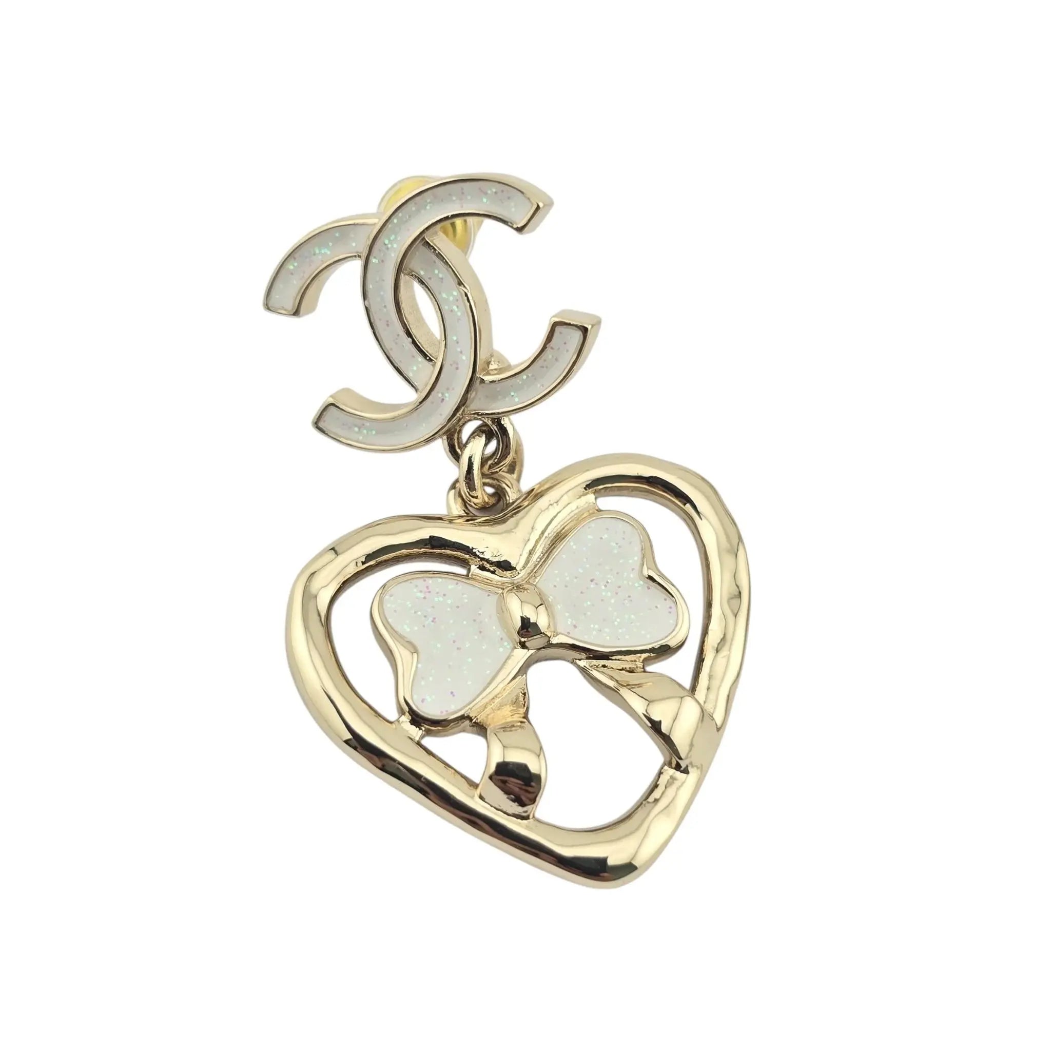 Chanel CC Heart Bow Drop Earrings 2025 CHANEL