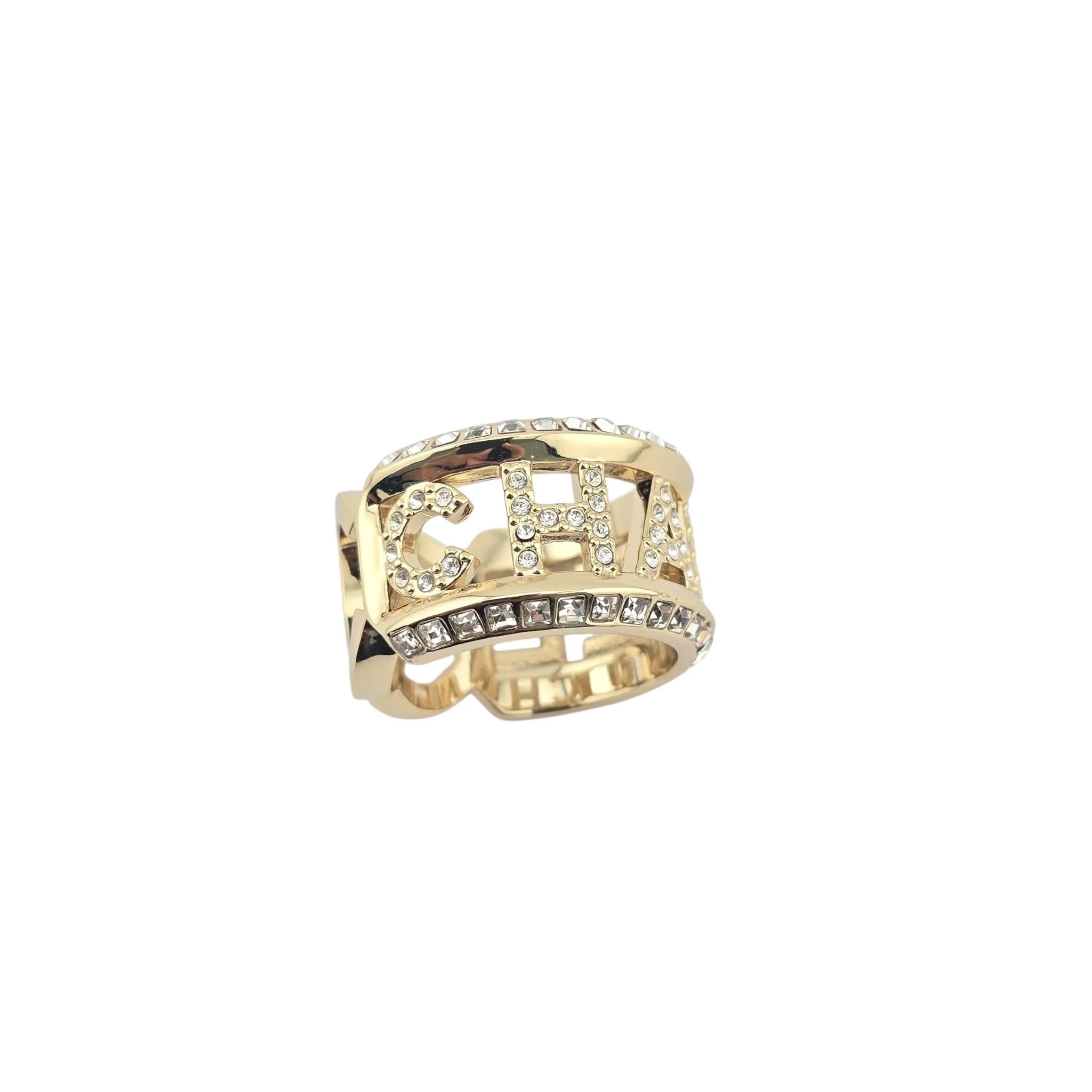 Chanel CC Gold Crystal Ring 2024 CHANEL