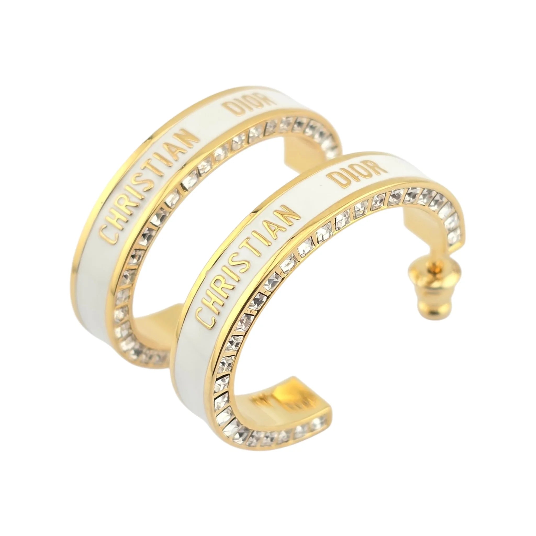 Christian Dior Large Dior Night Code Hoop White Earrings DIOR