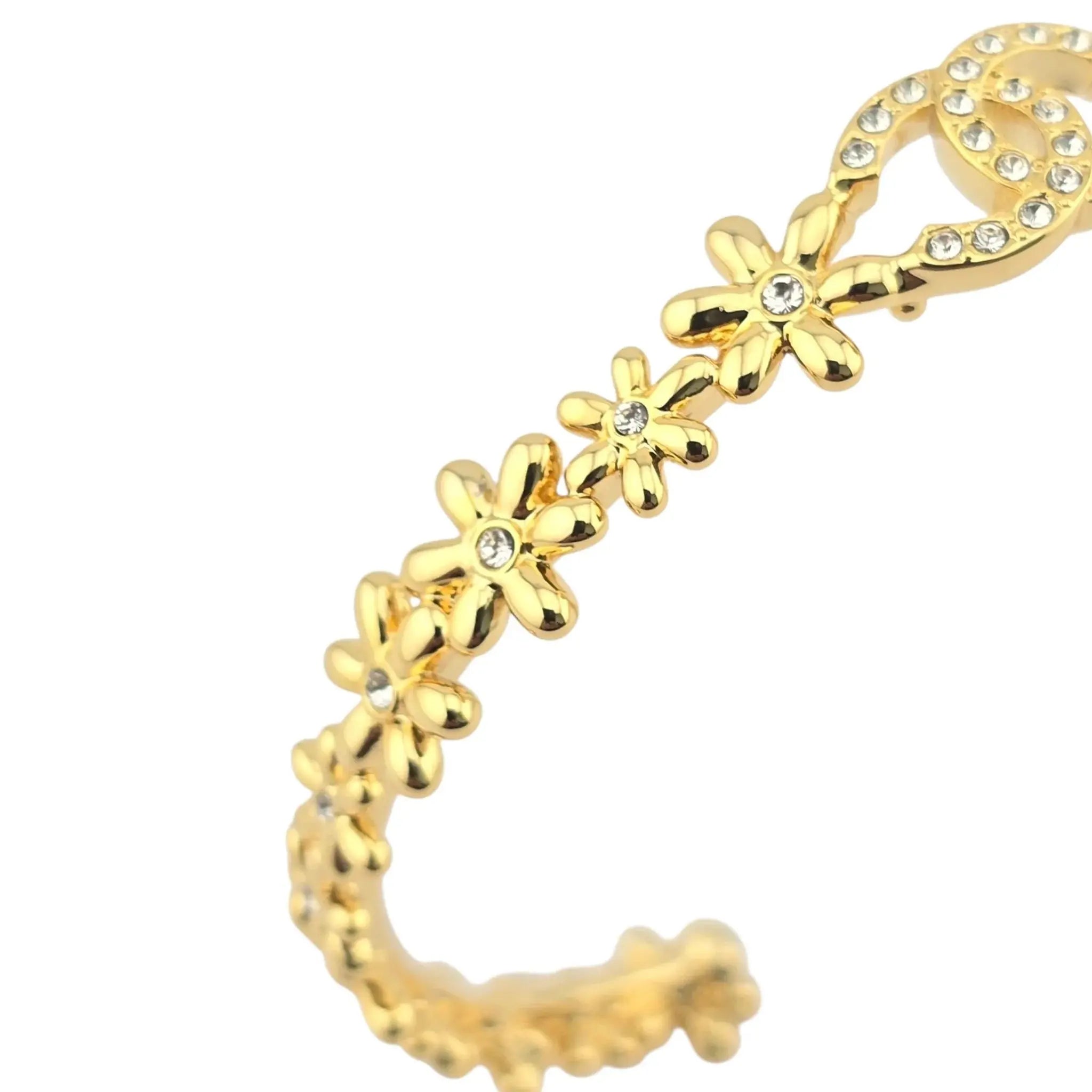 Chanel CC Gold Floral Bangle 2023 CHANEL