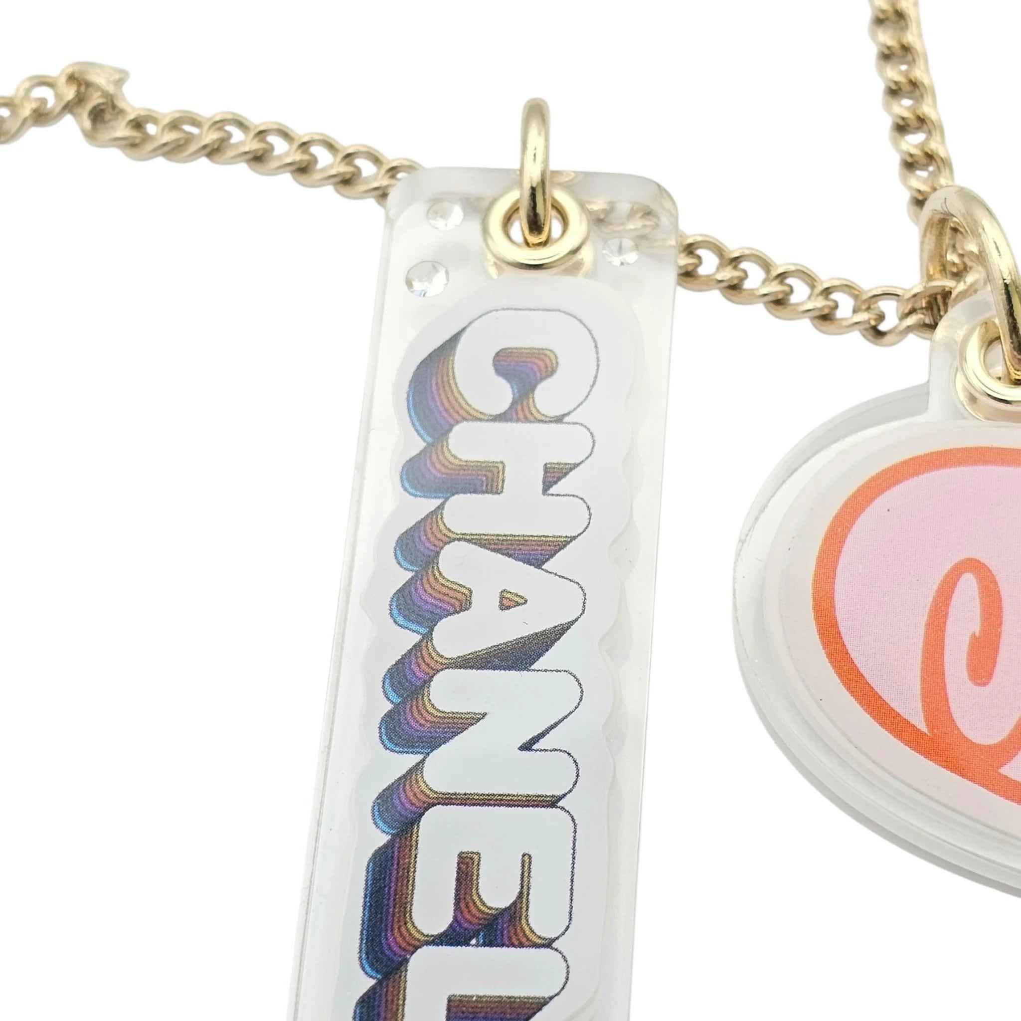 Chanel CC Resin Metal Strass Multi Color Heart Shape Necklace 2024 CHANEL