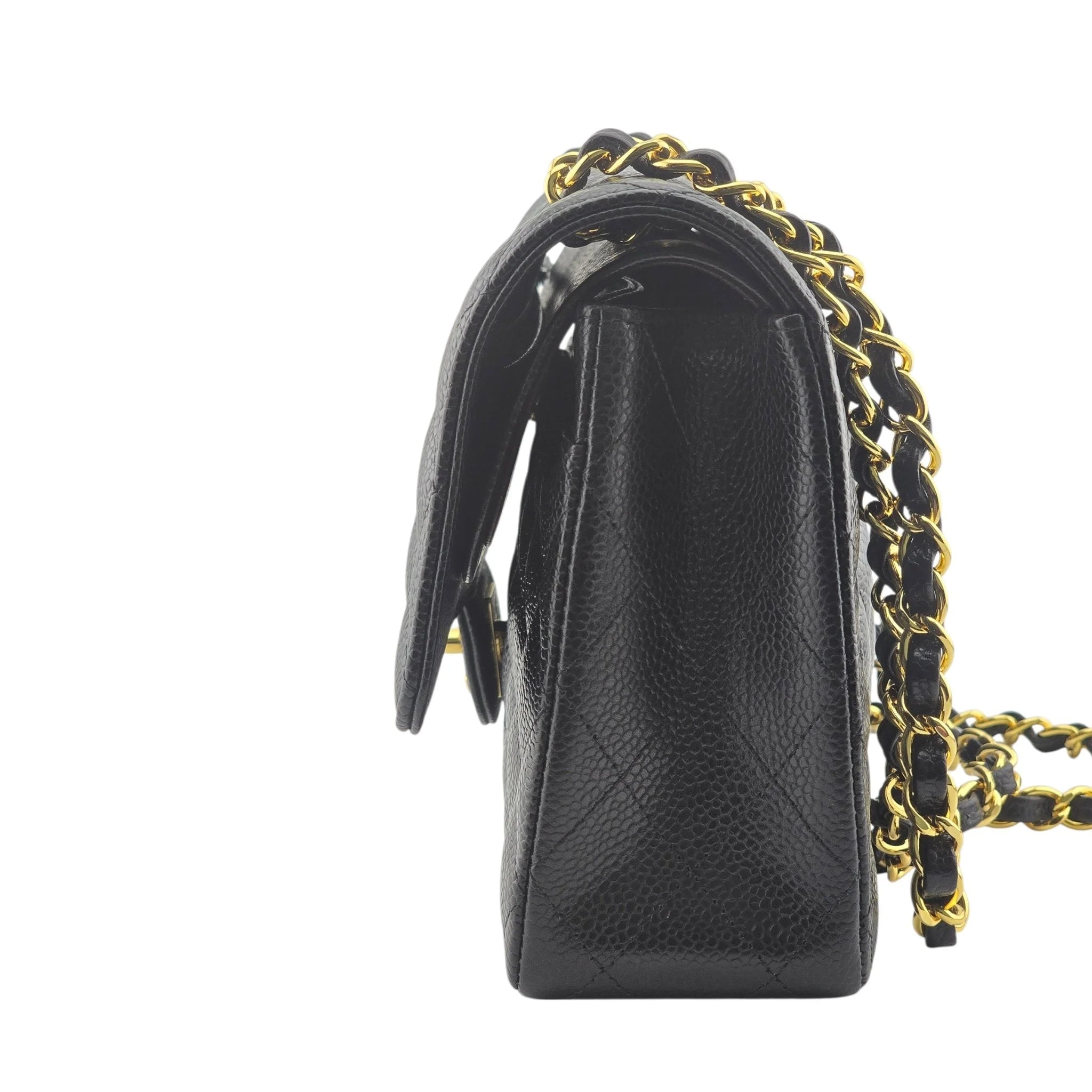Chanel Medium Classic Flap Caviar Black Gold Hardware CHANEL