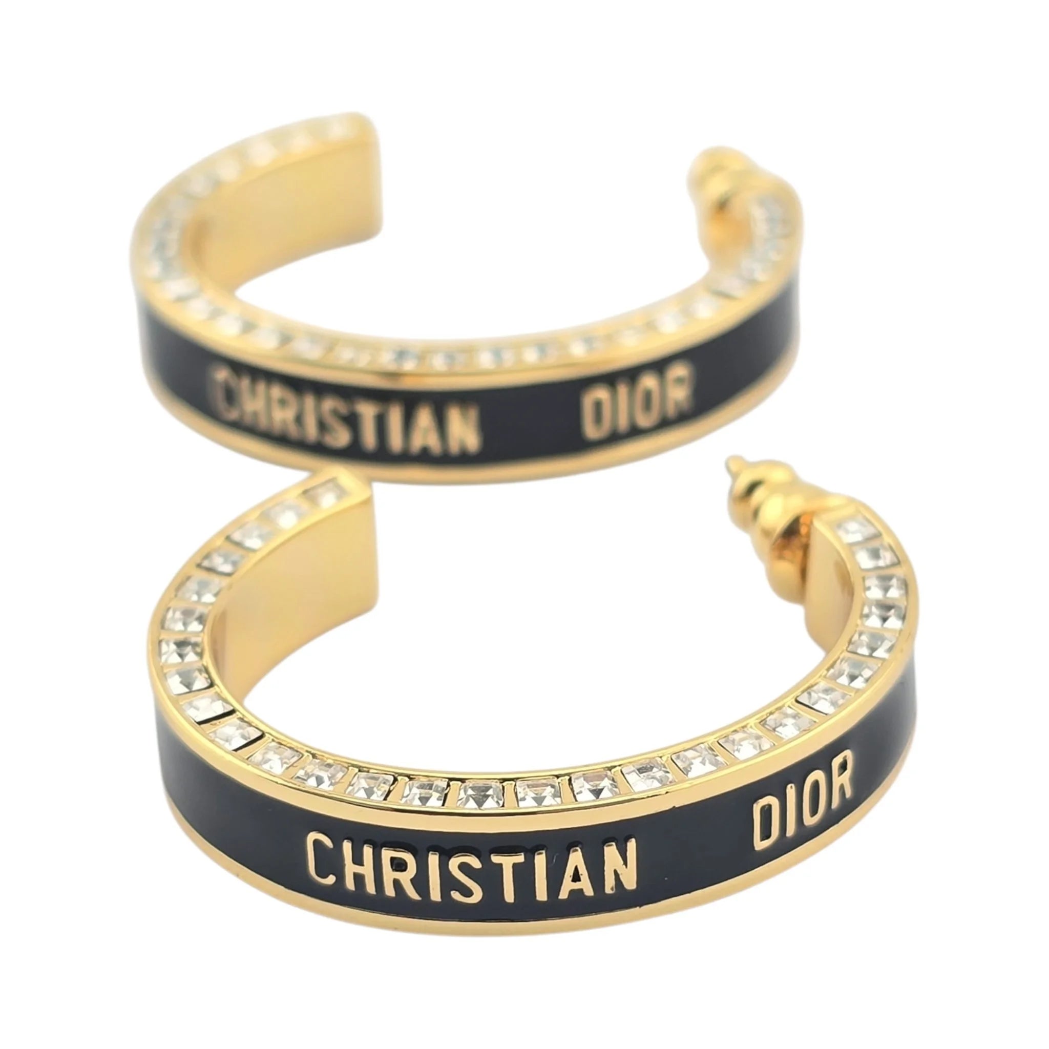 Christian Dior Large Dior Night Code Hoop Black Earrings DIOR
