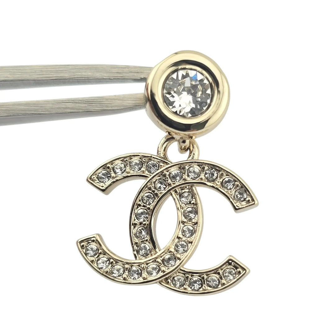 Chanel CC Gold Drop Crystal Earrings 2025 CHANEL