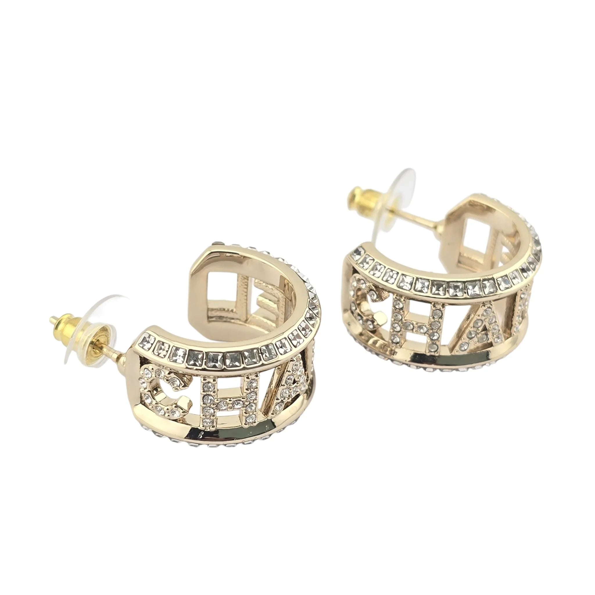 Chanel Logo Hoop Gold Earrings 2024 CHANEL